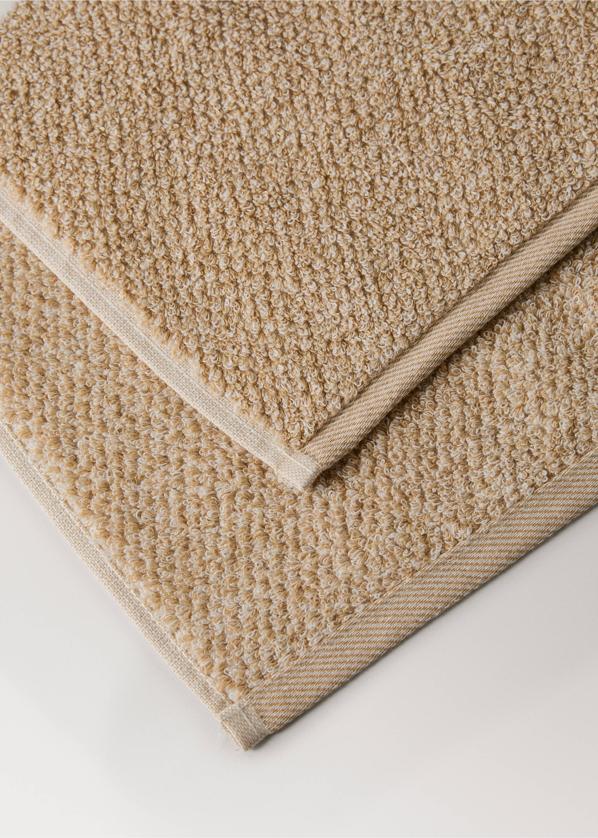 Cotton-blend two-tone guest towel - Details of the article 2, Yellow. Ref: 17031593-00.