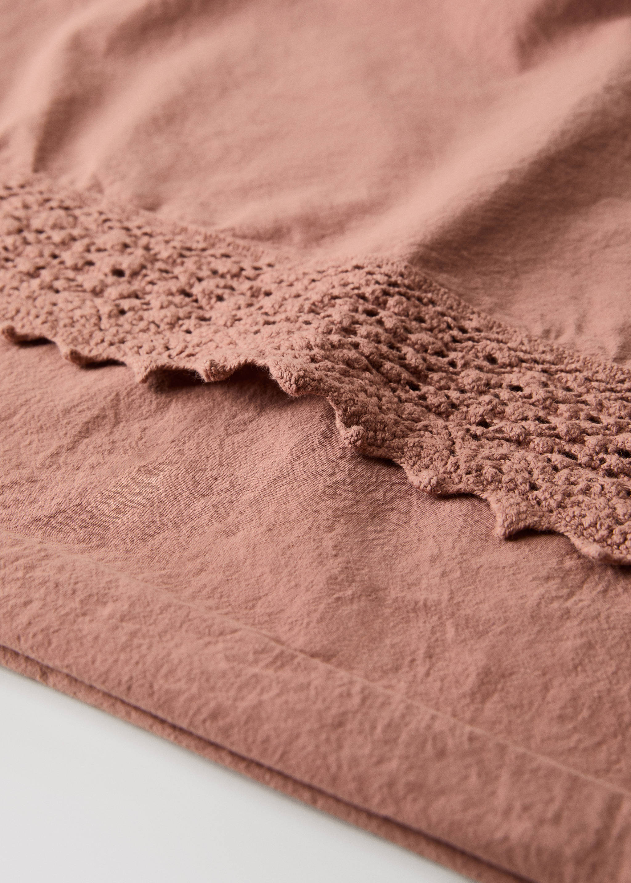 Drap plat percale de coton lavé dentelle lit 150/160 cm - Détail de l'article 1