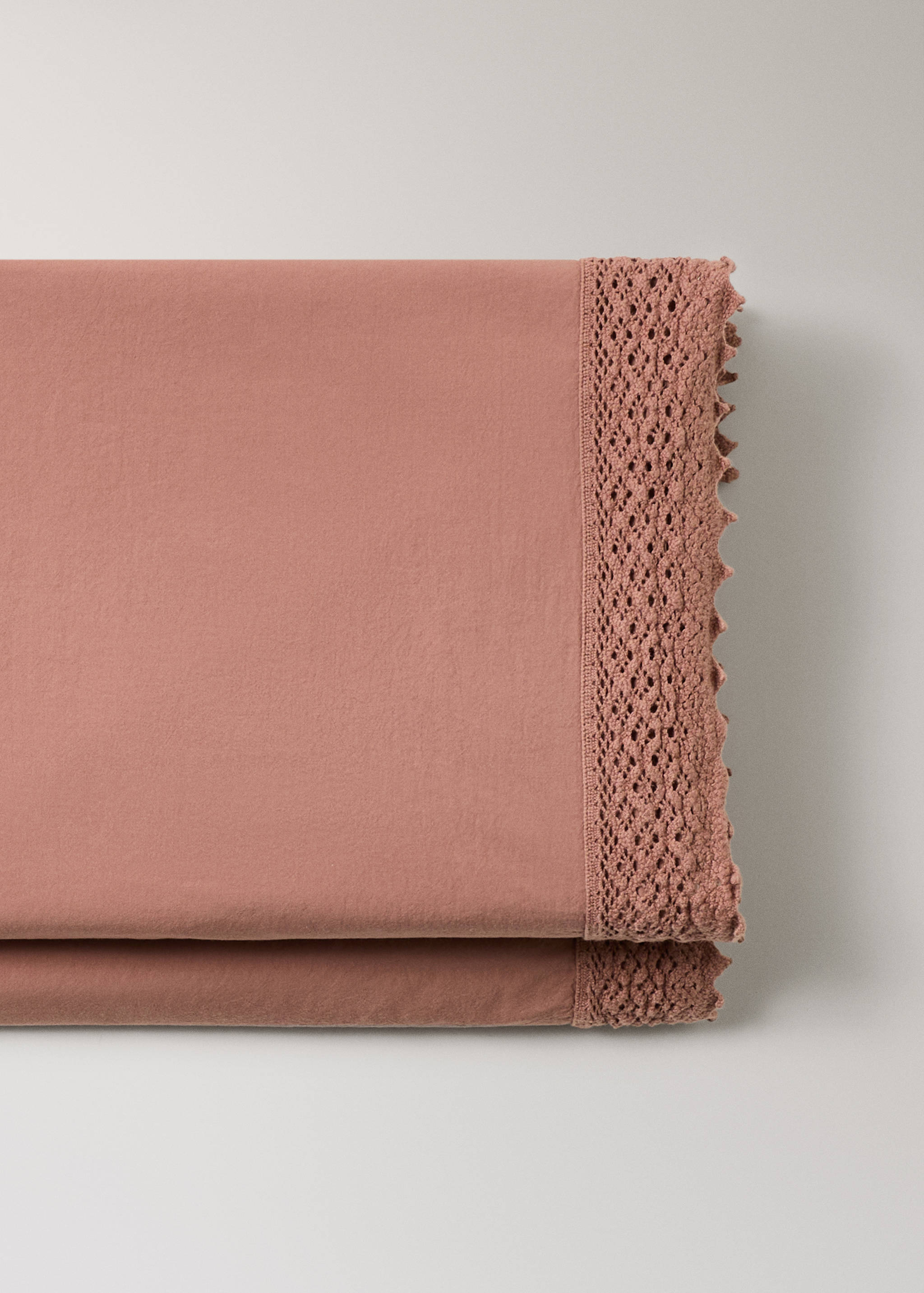 Drap plat percale de coton lavé dentelle lit 150/160 cm - Détail de l'article 2