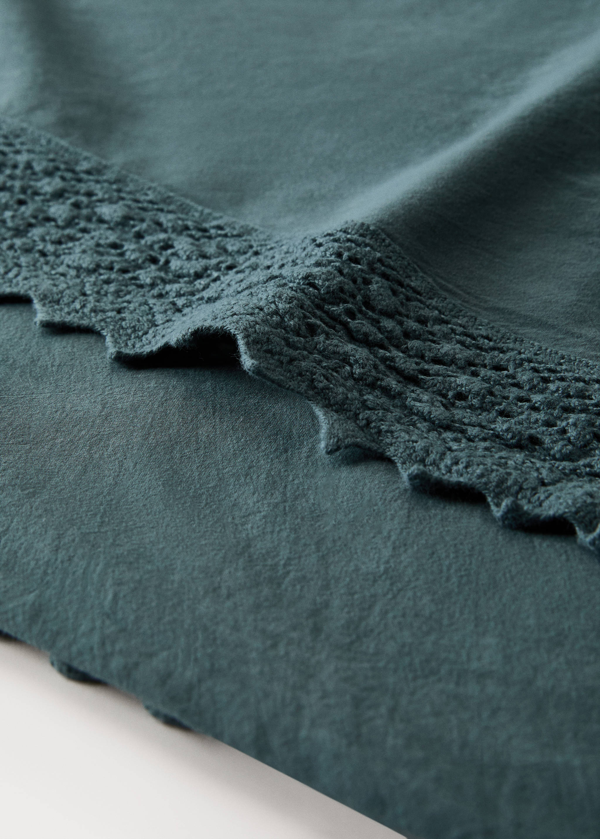 Drap plat percale de coton lavé dentelle lit 150/160 cm - Détail de l'article 1