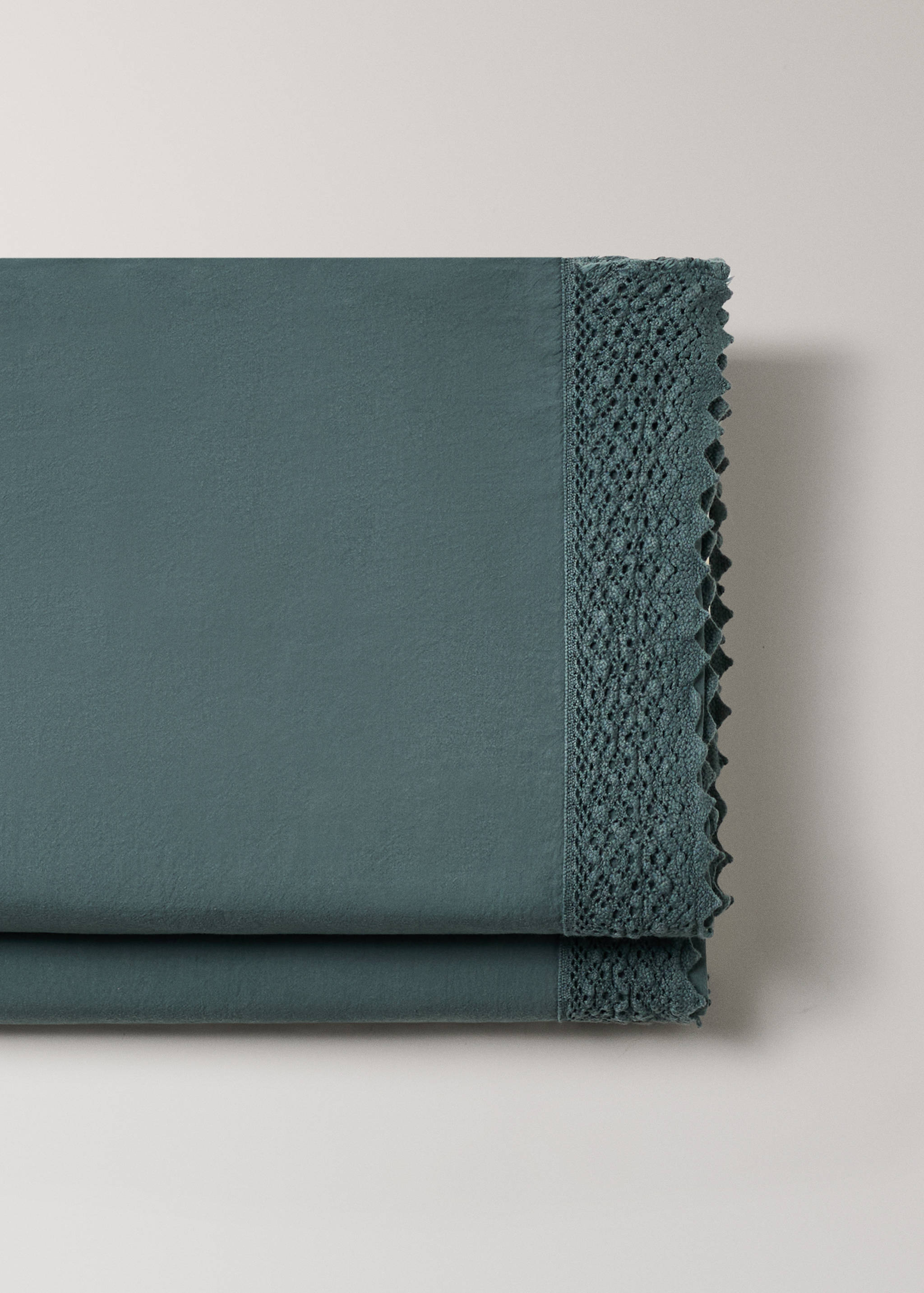 Drap plat percale de coton lavé dentelle lit 150/160 cm - Détail de l'article 2