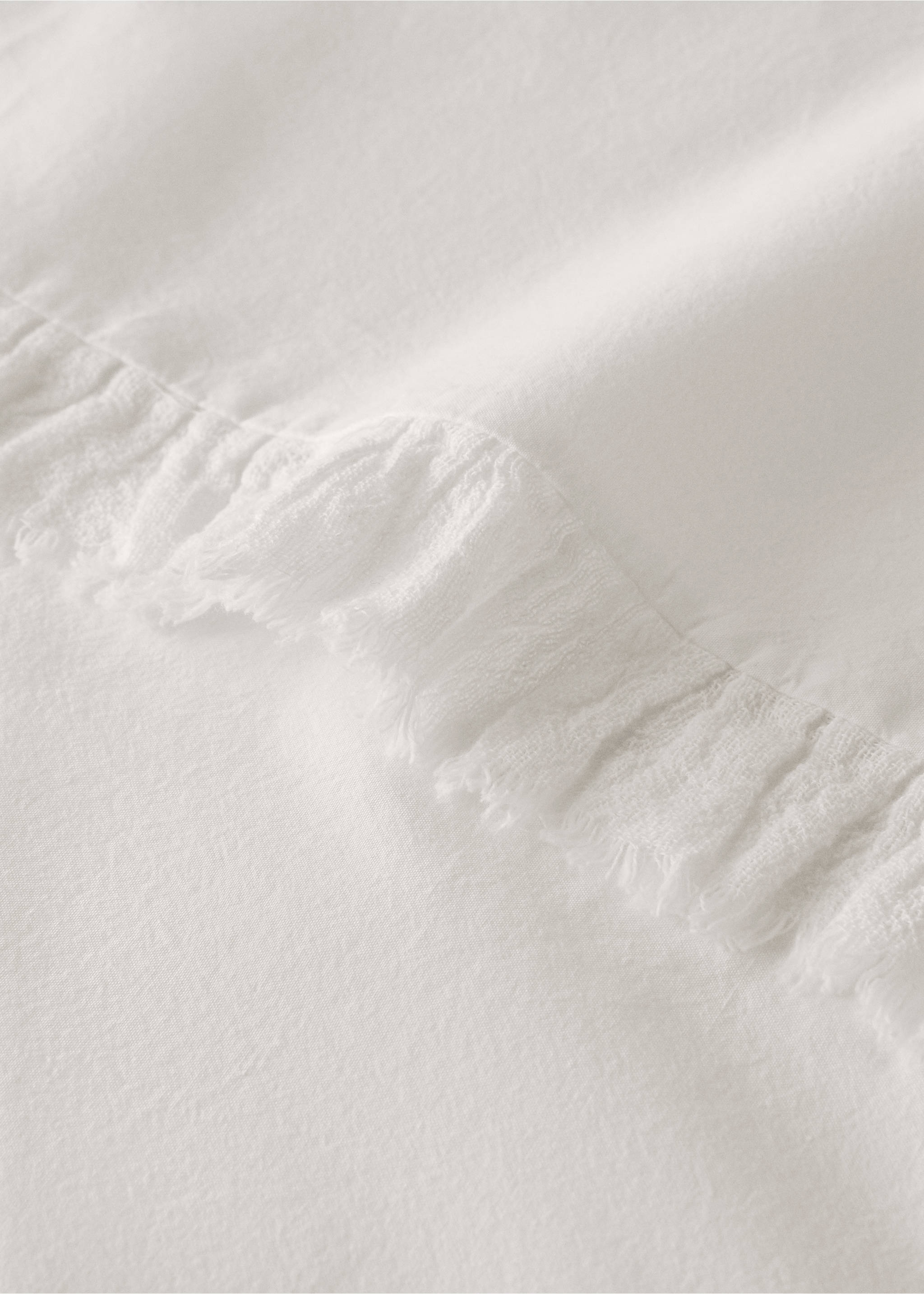 Percale cotton top sheet with gauze ruffle for 200 cm bed - Details of the article 1, Ecru. Ref: 17031608-00.