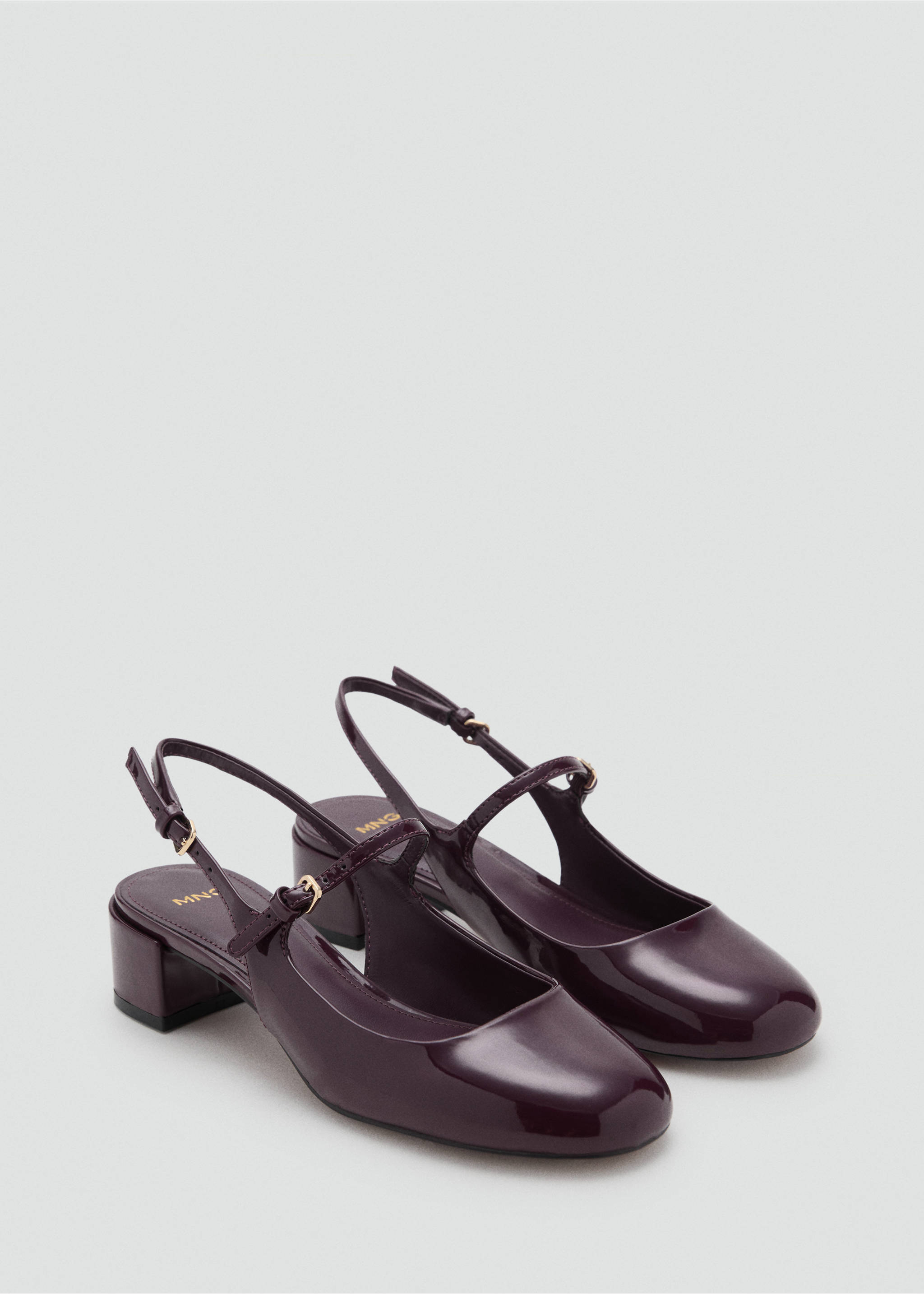 Patent leather block-heel shoes - Medium plane, Burgundy. Ref: 17032031-00.