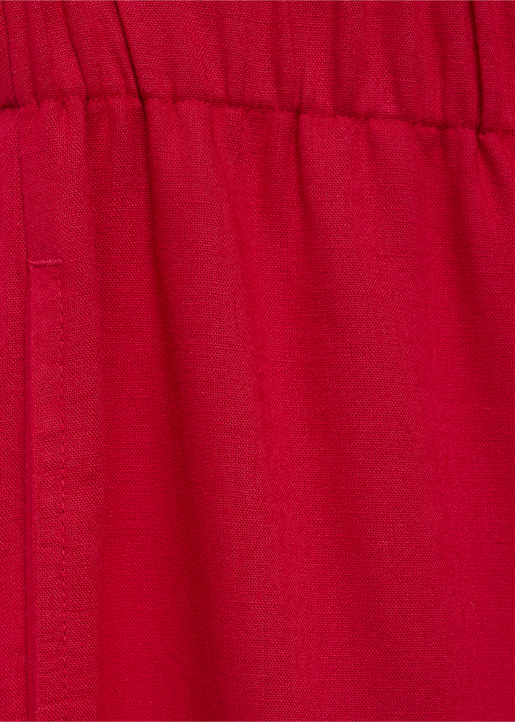 Linen trousers with elastic waistband - Details of the article 8, Red. Ref: 17032534-00.
