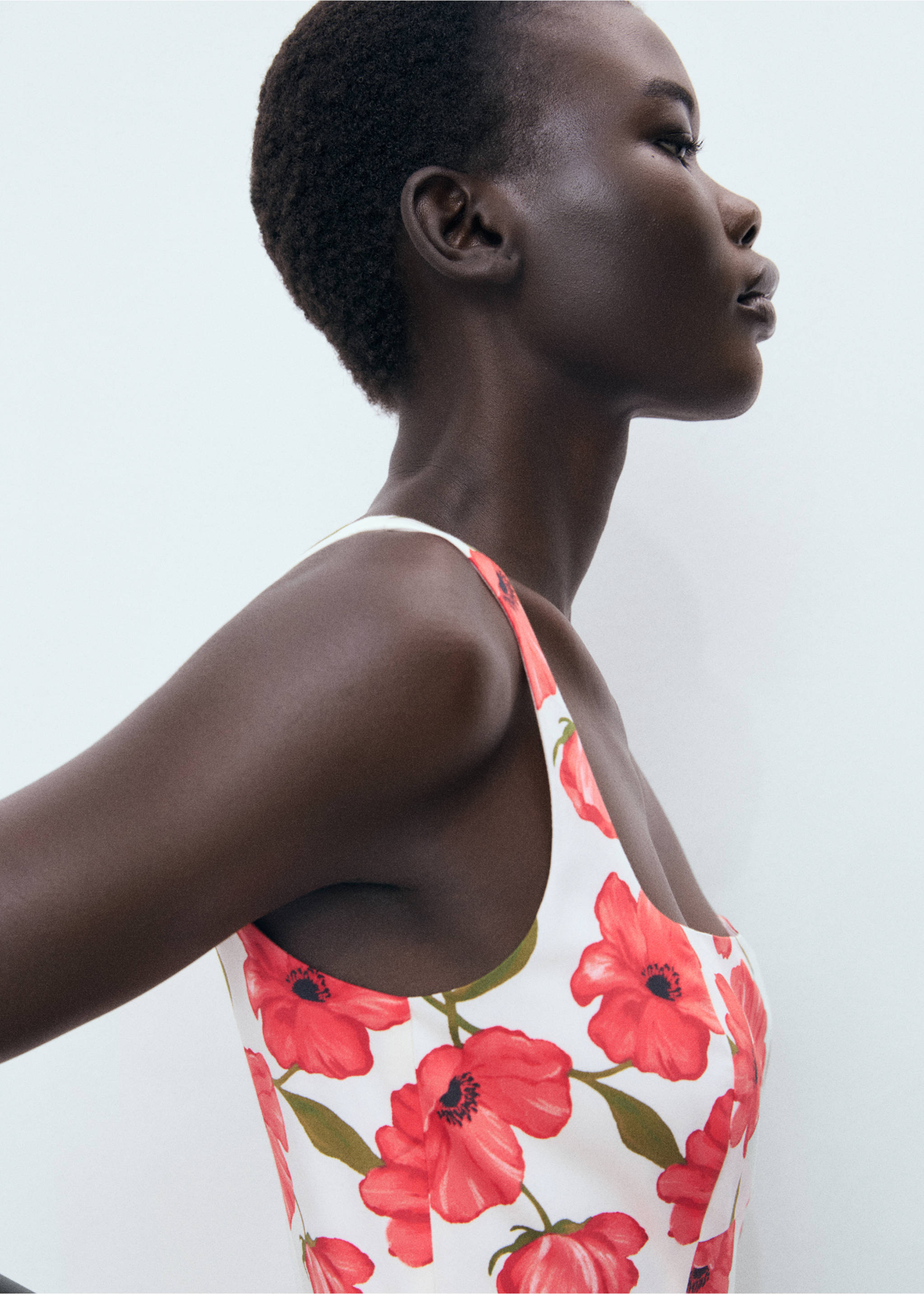 Flared cotton dress - Details of the article 1, Off White. Ref: 17032538-00.