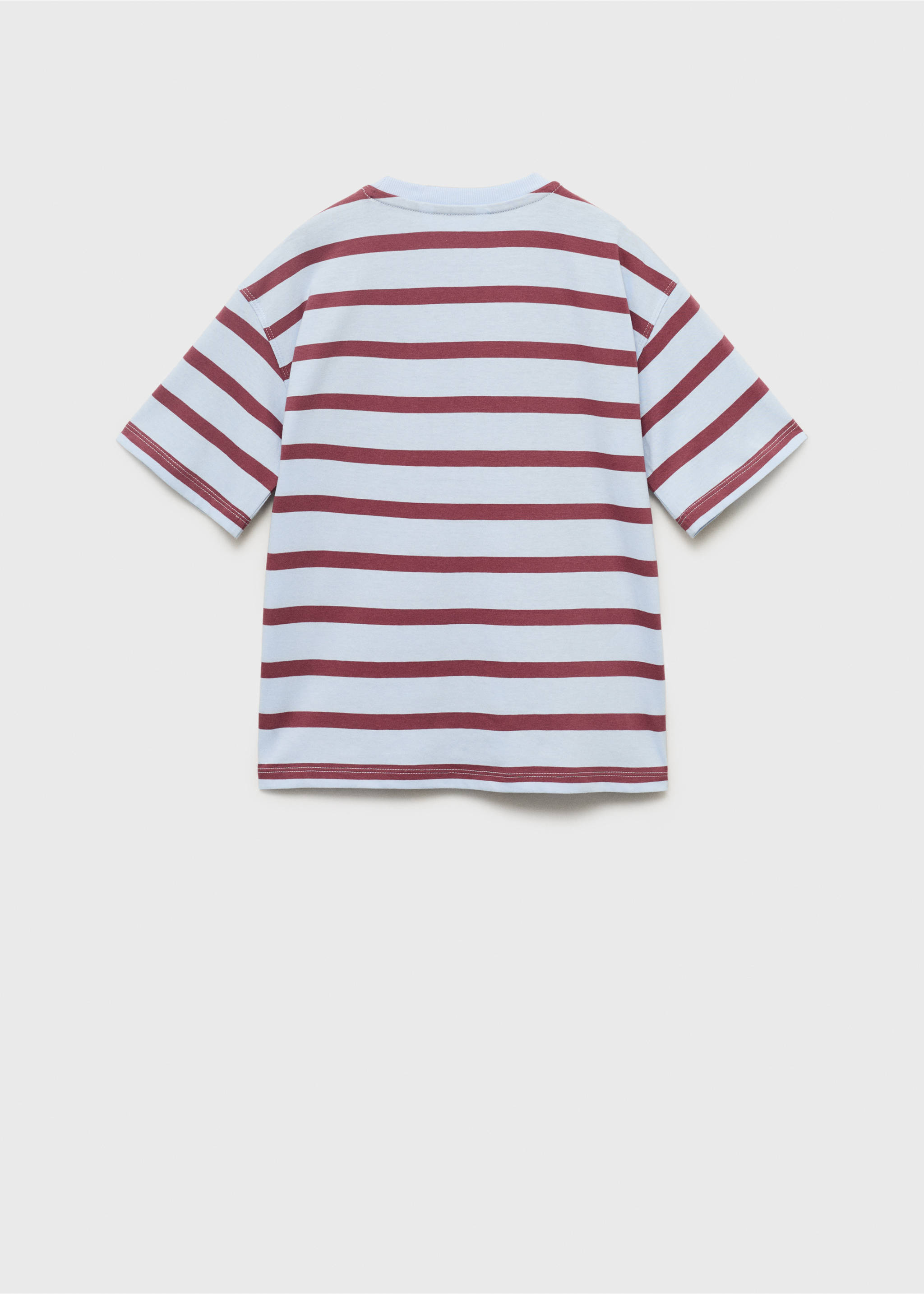 Striped t-shirt with embroidered detail - Reverse of the article, Sky Blue. Ref: 17032541-00.