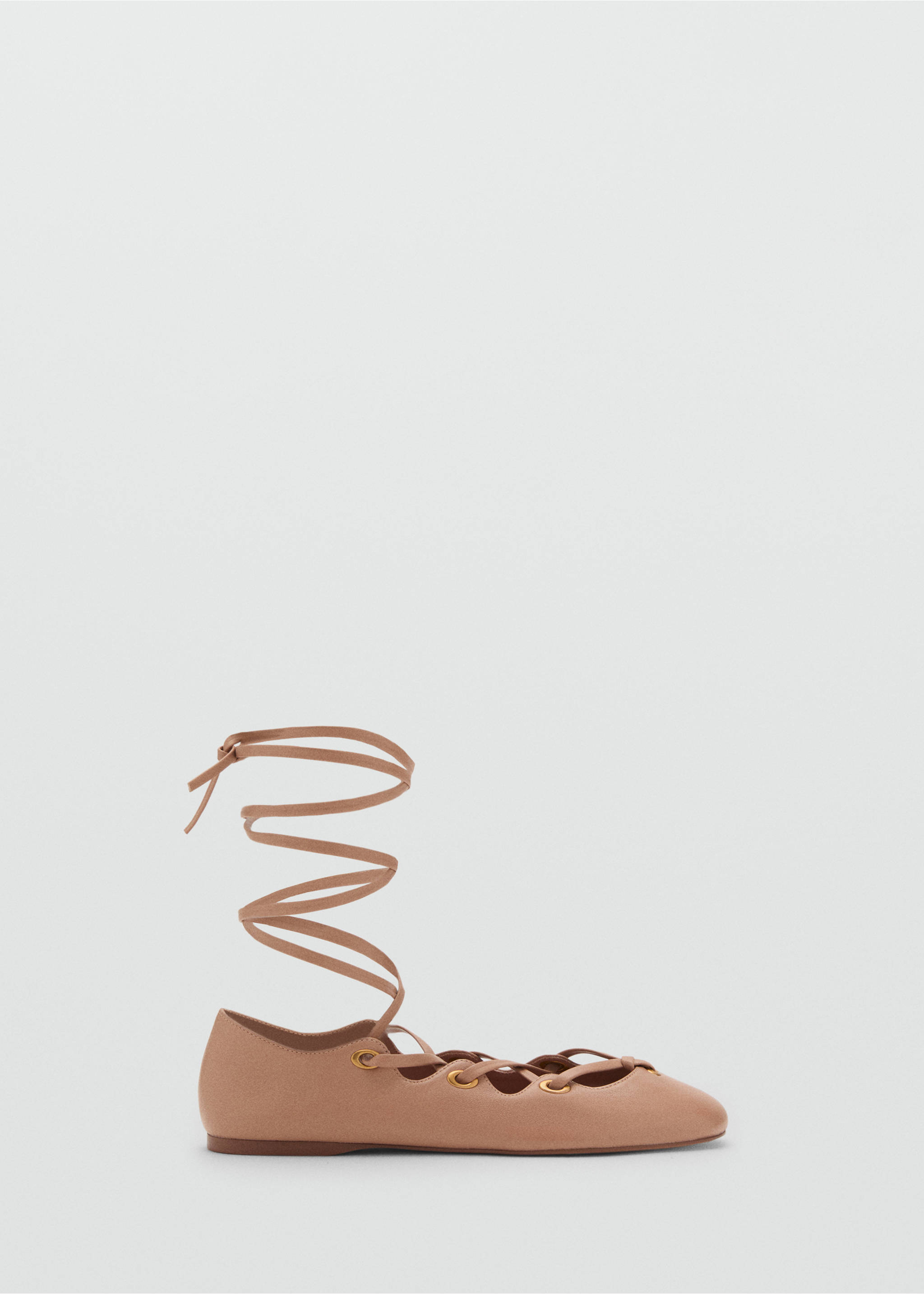 Leather ballet flats with crossed straps - Article without model, Nude. Ref: 17032894-00.