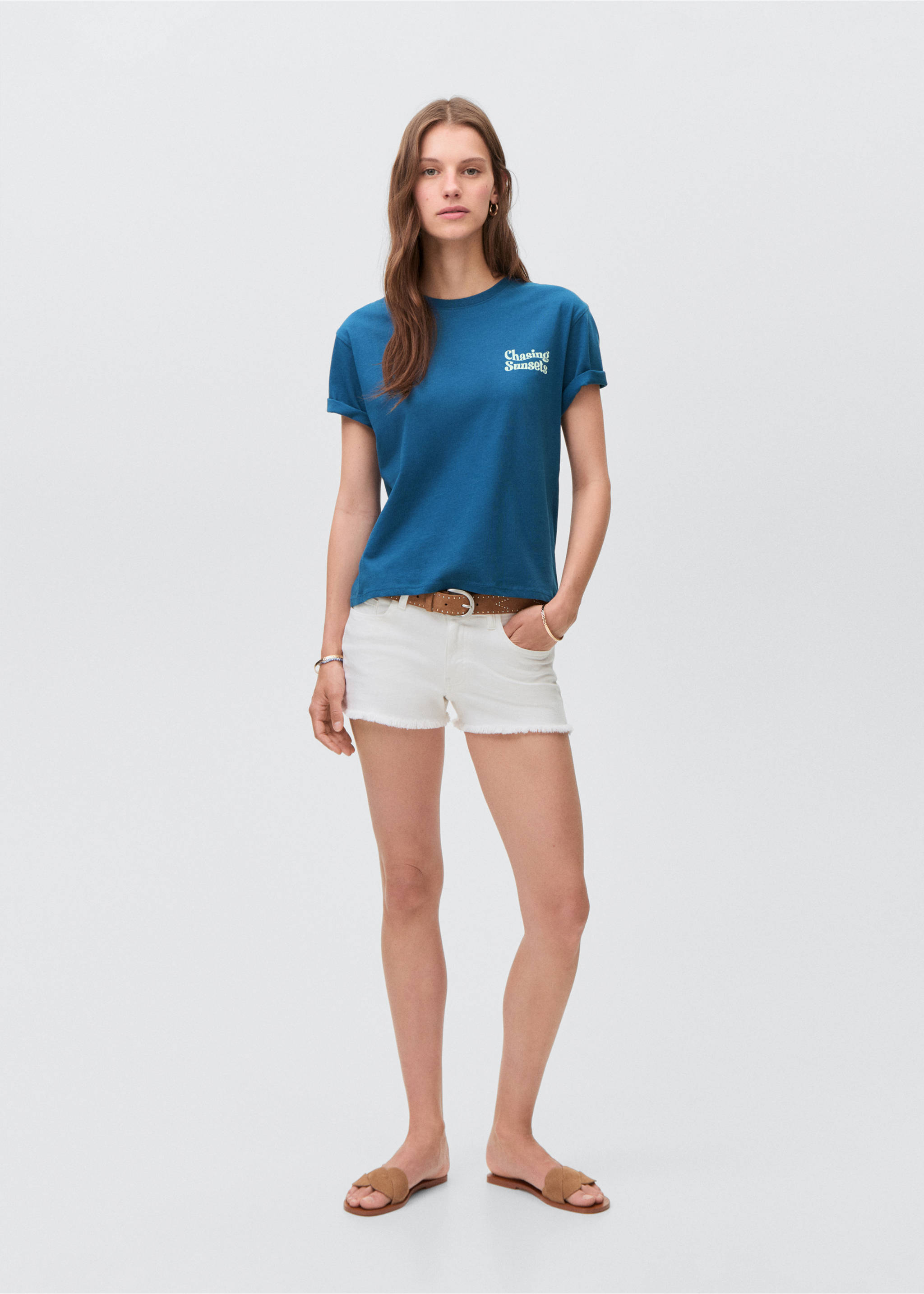 Printed cotton-blend t-shirt - General plane, Petrol Blue. Ref: 17032898-00.