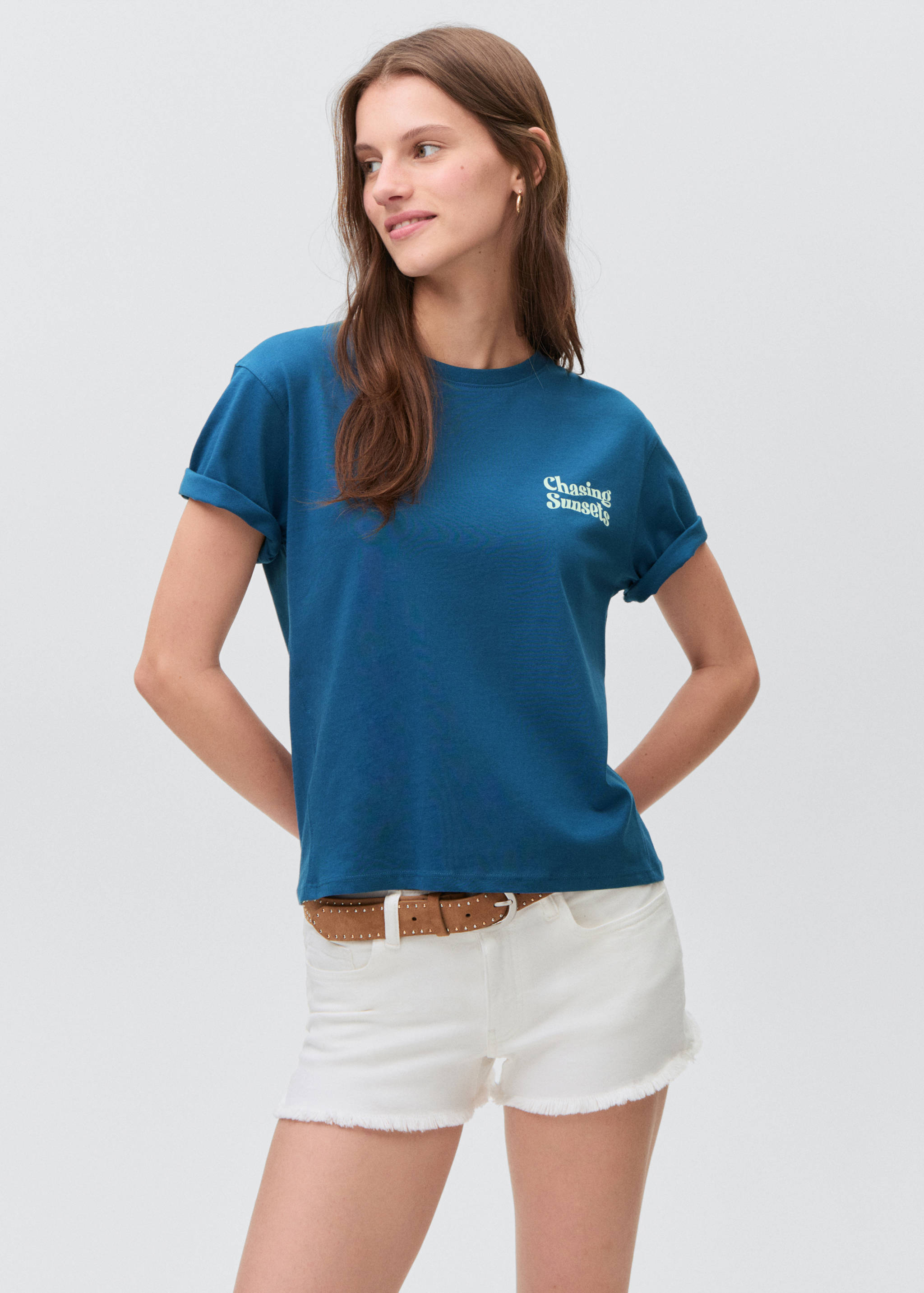 Printed cotton-blend t-shirt - Medium plane