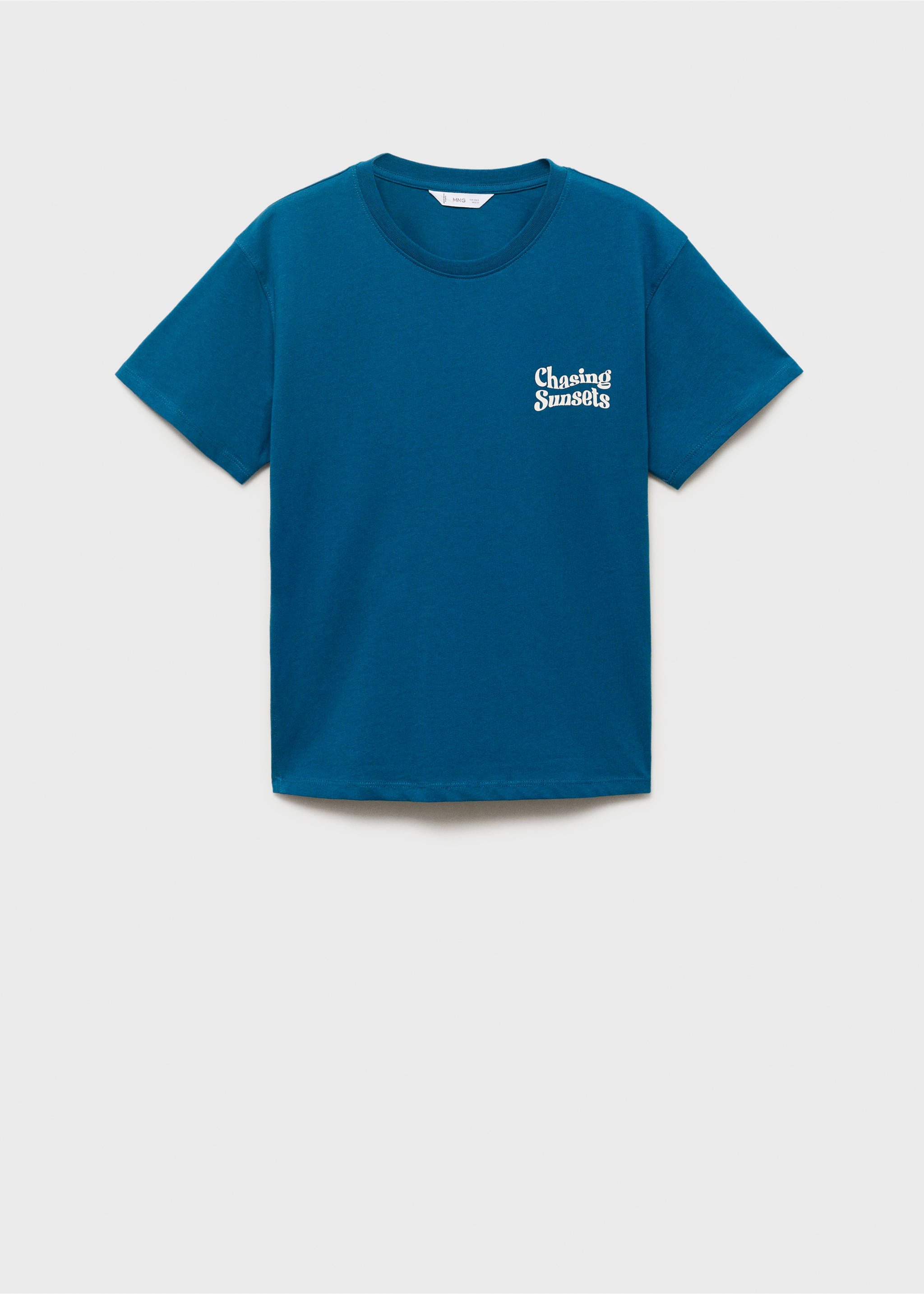 Printed cotton-blend t-shirt - Article without model, Petrol Blue. Ref: 17032898-00.