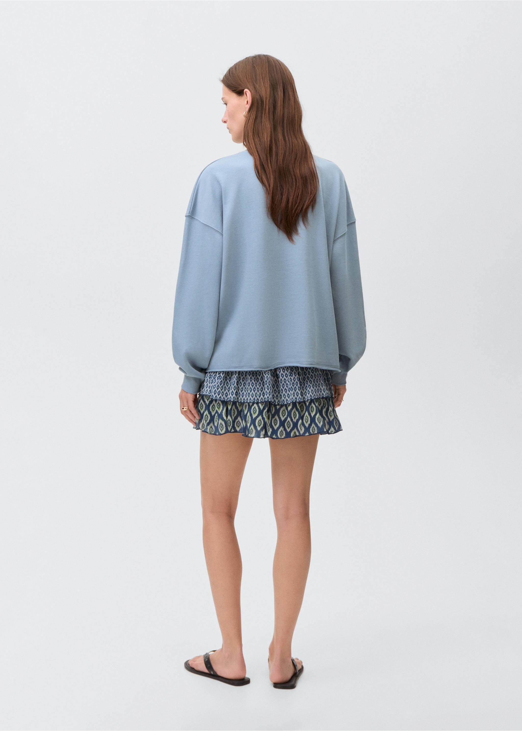 Printed cotton sweatshirt - Reverse of the article, Blue. Ref: 17032899-00.