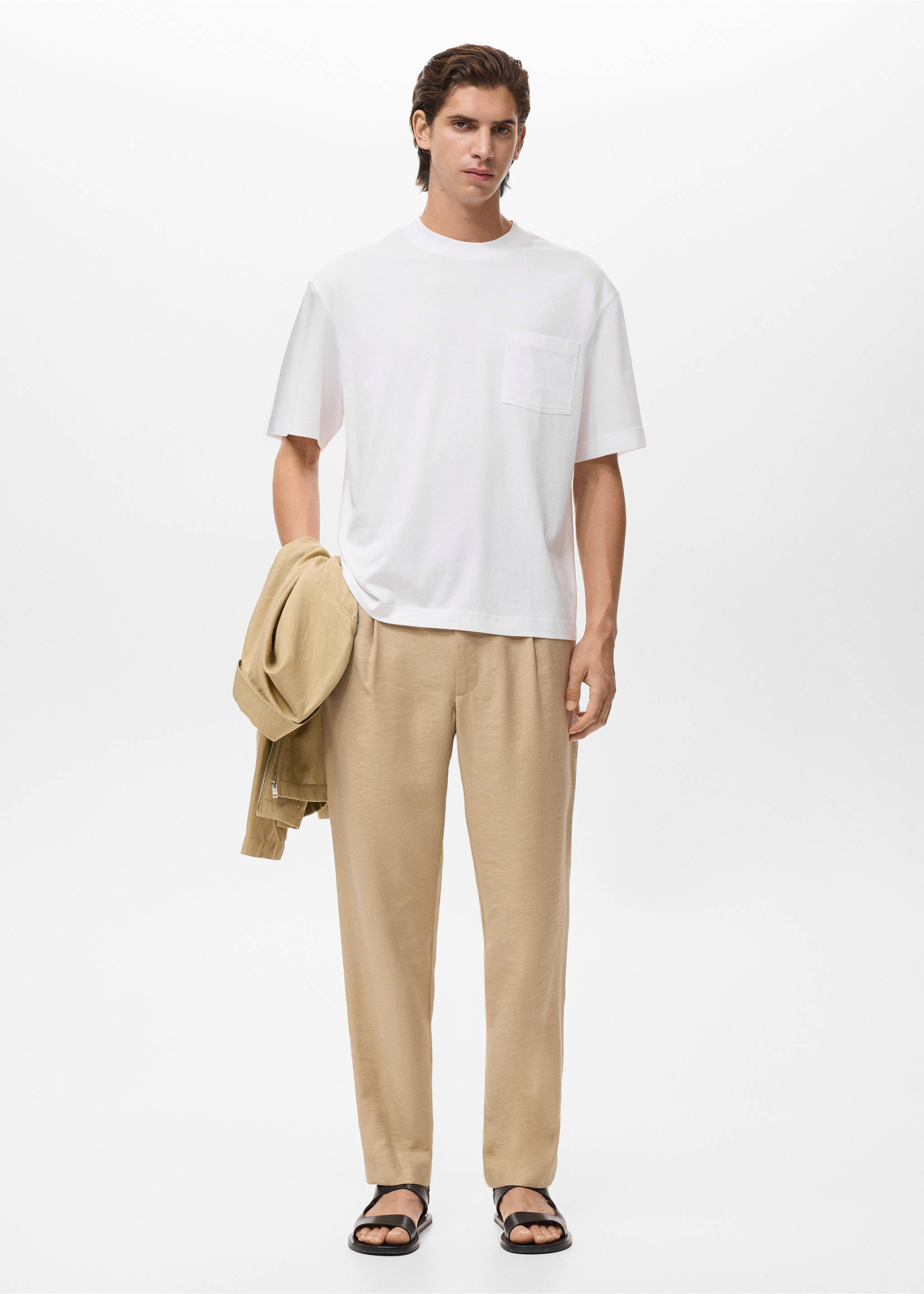 T-shirt 100% cotton boxy fit pocket - General plane, Off White. Ref: 17032900-00.