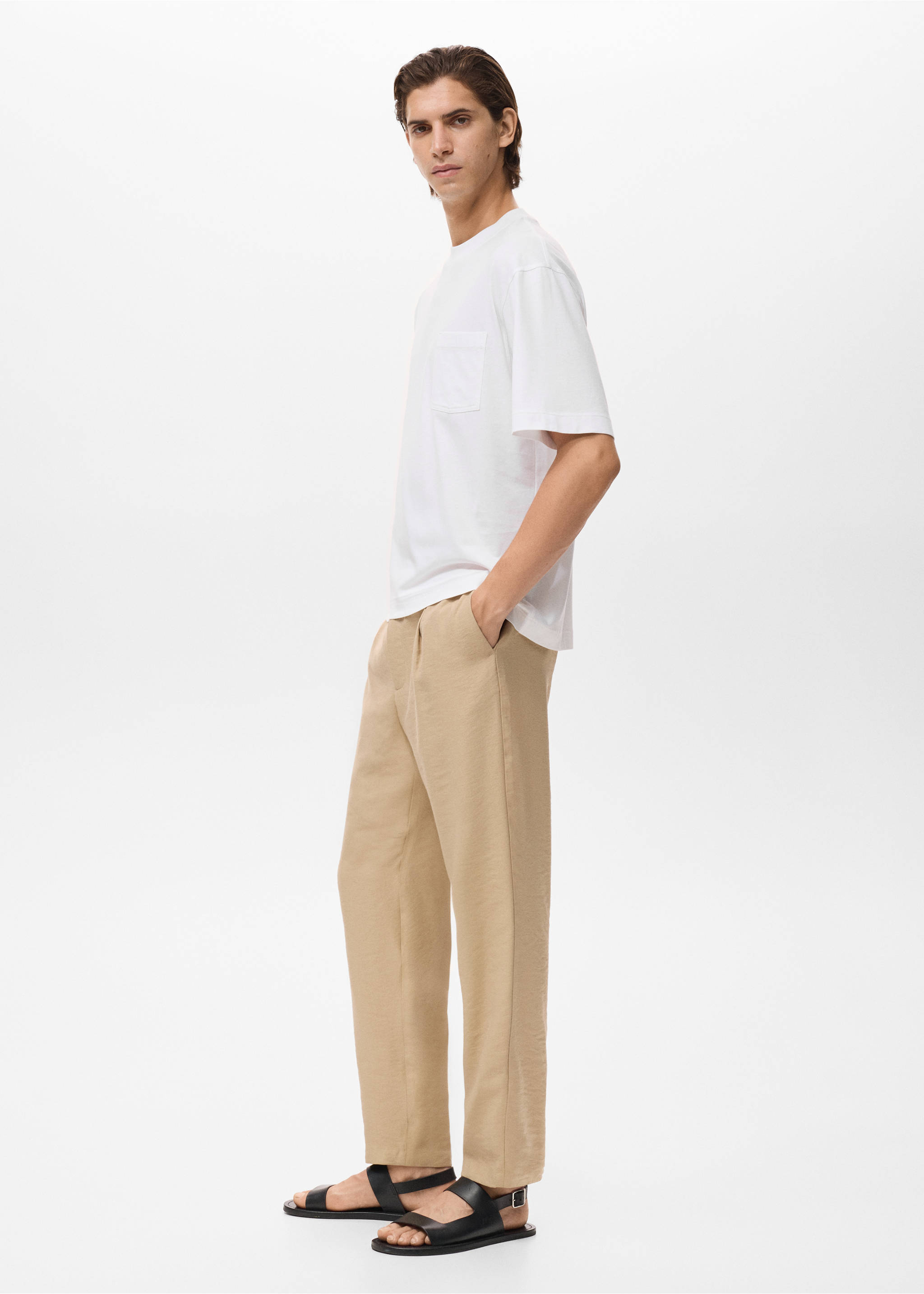 T-shirt 100% cotton boxy fit pocket - Details of the article 2, Off White. Ref: 17032900-00.