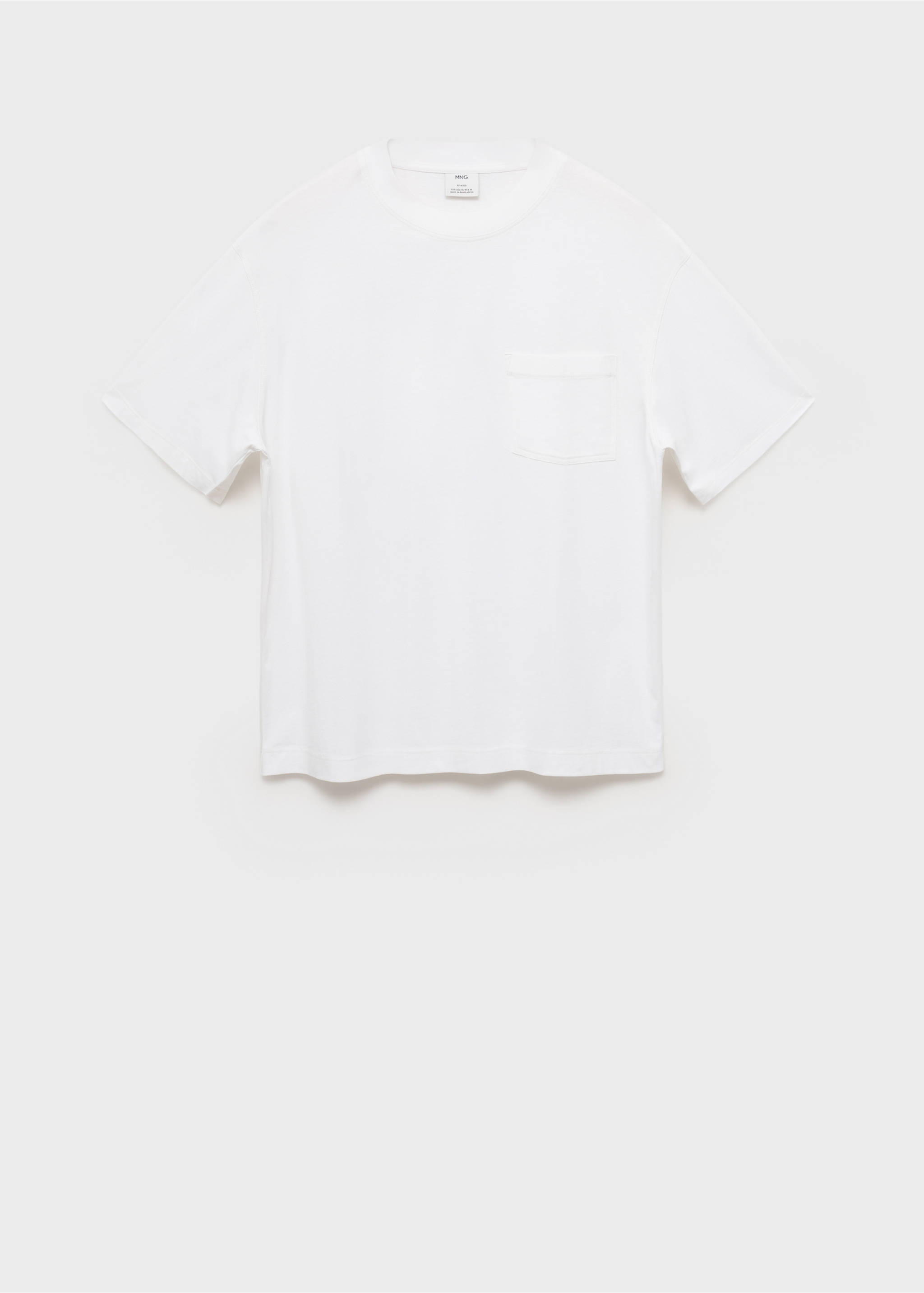 T-shirt 100% cotton boxy fit pocket - Article without model, Off White. Ref: 17032900-00.