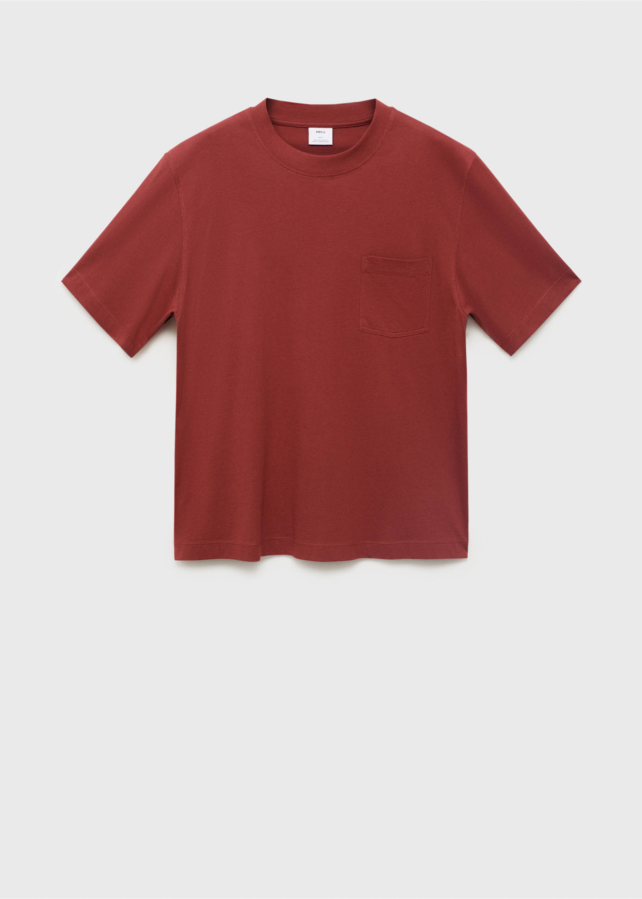 T-shirt 100% cotton boxy fit pocket - Article without model, Cherry. Ref: 17032900-00.