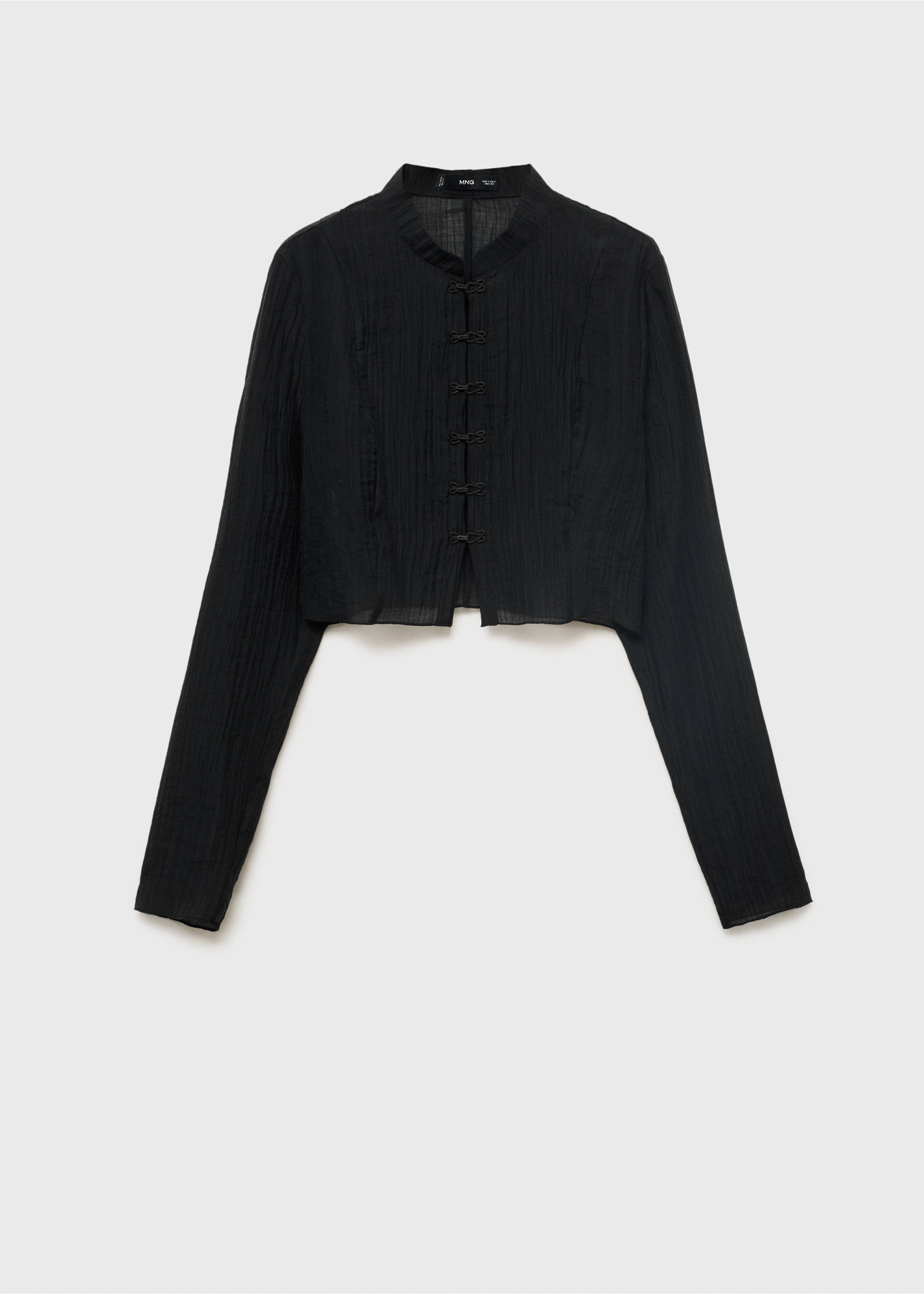 Lyocell-Bluse mit Alamares - Artikel ohne Model, Schwarz. Ref: 17032901-00.