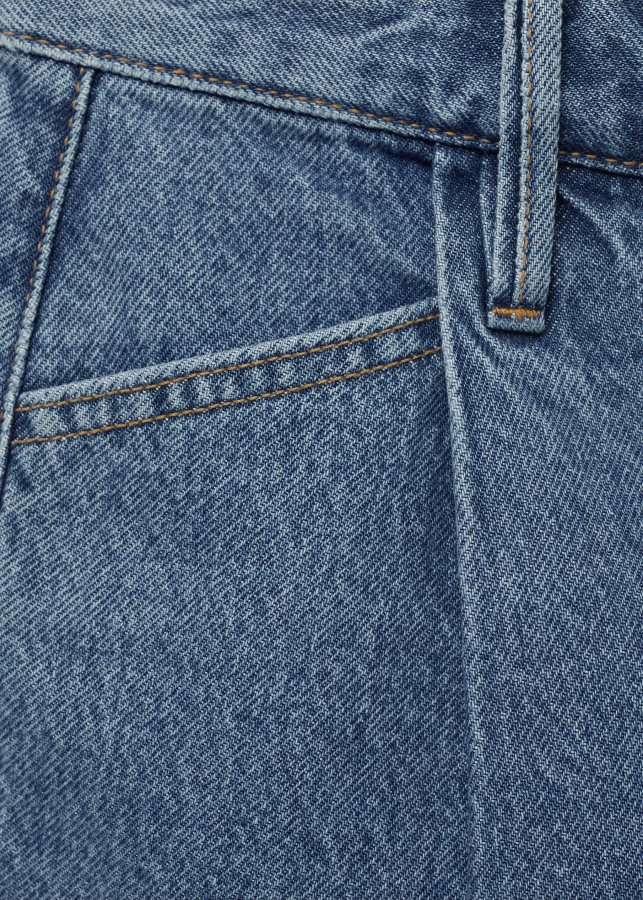Denim shorts with frayed hem and pleats - Details of the article 0, Medium Blue. Ref: 17032902-00.