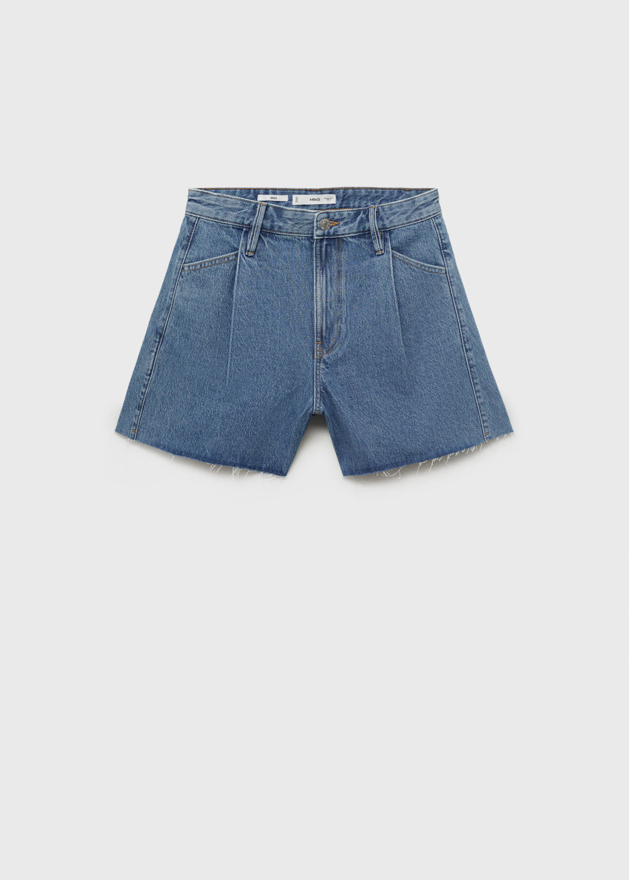 Short en jean bas effiloché pinces - Article sans modèle