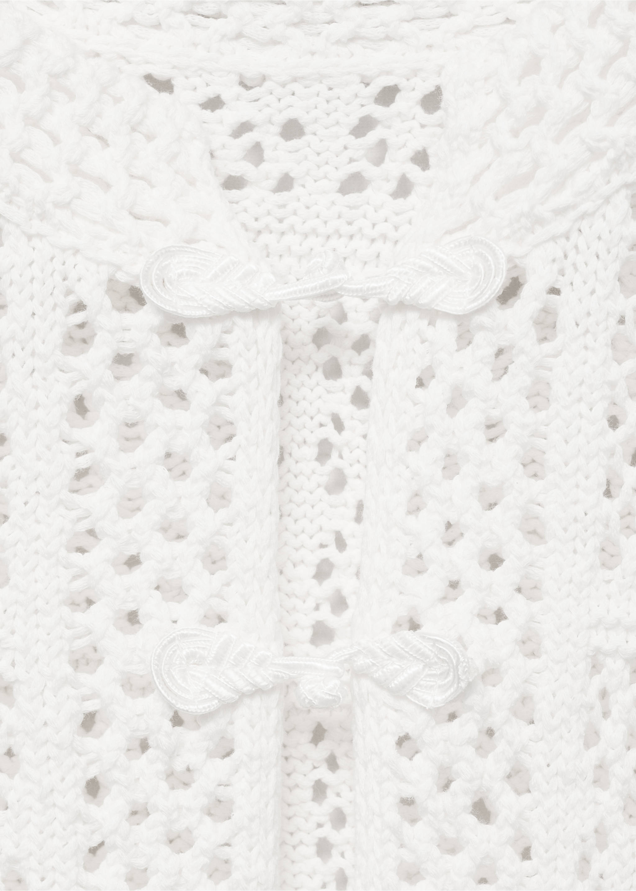 Short-sleeved crochet cardigan - Details of the article 8, White. Ref: 17032904-00.