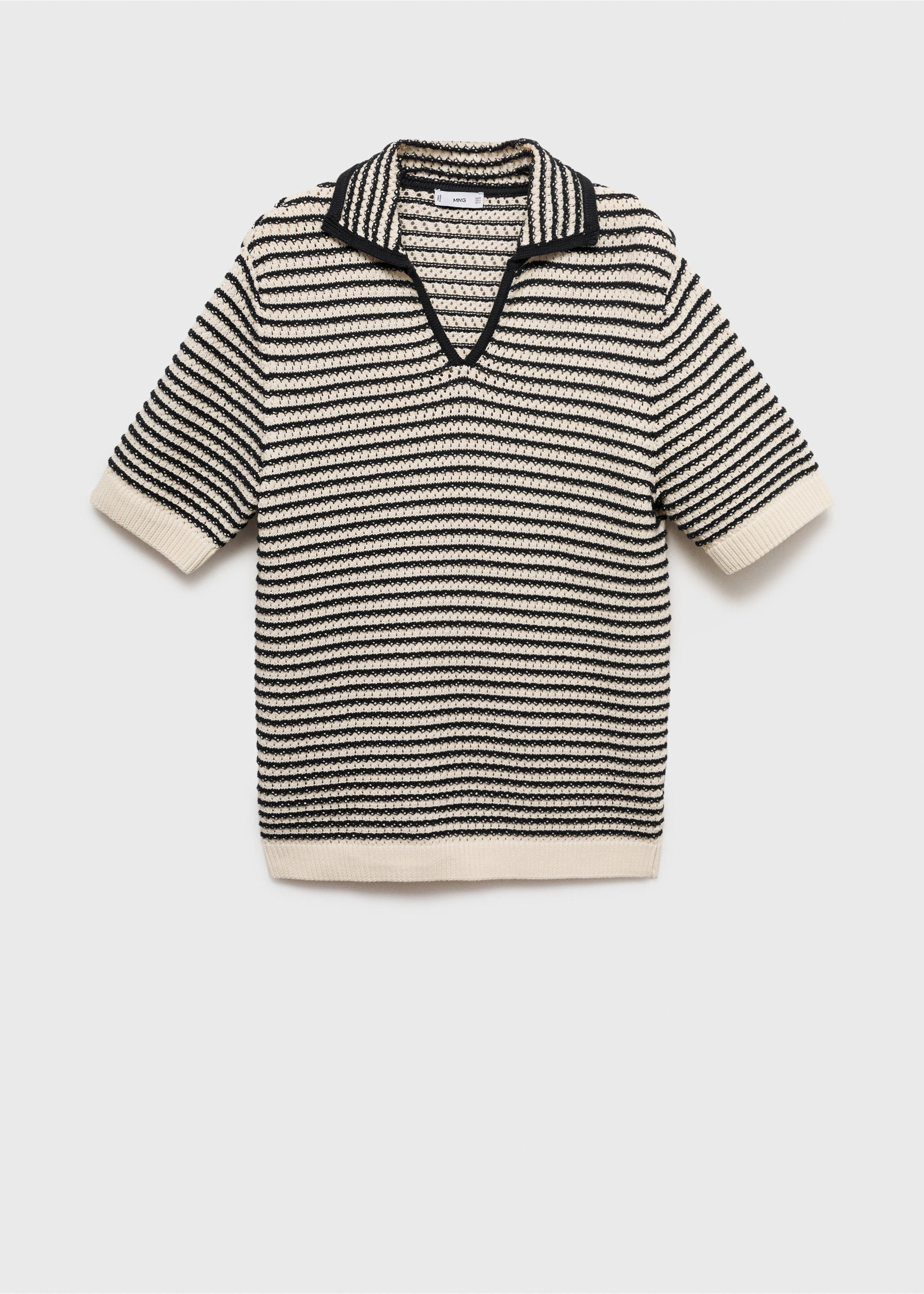 100% cotton polo shirt with striped structure - Article without model, Black. Ref: 17032905-00.