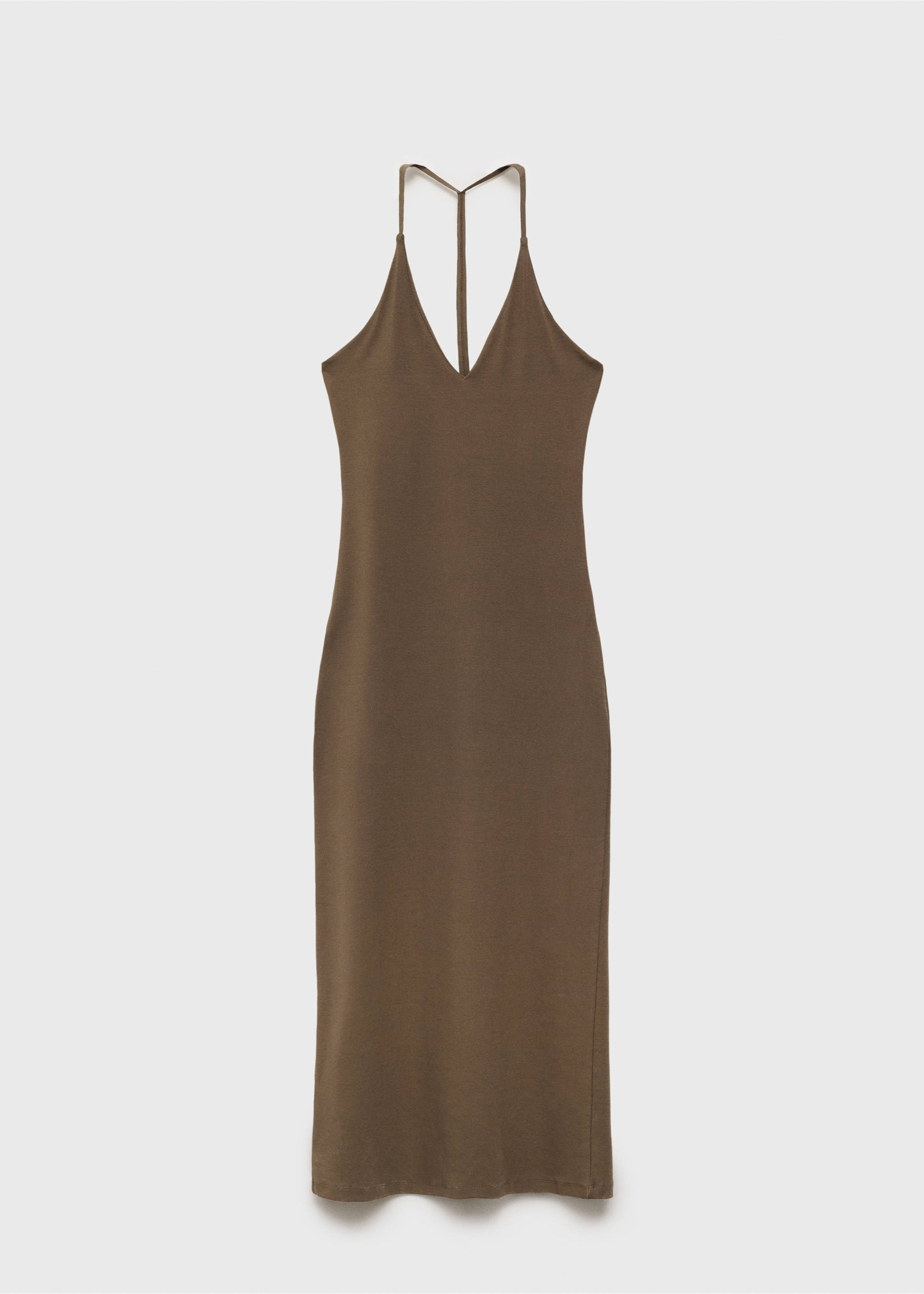 Midi-dress with back neckline - Article without model, Khaki. Ref: 17032907-00.