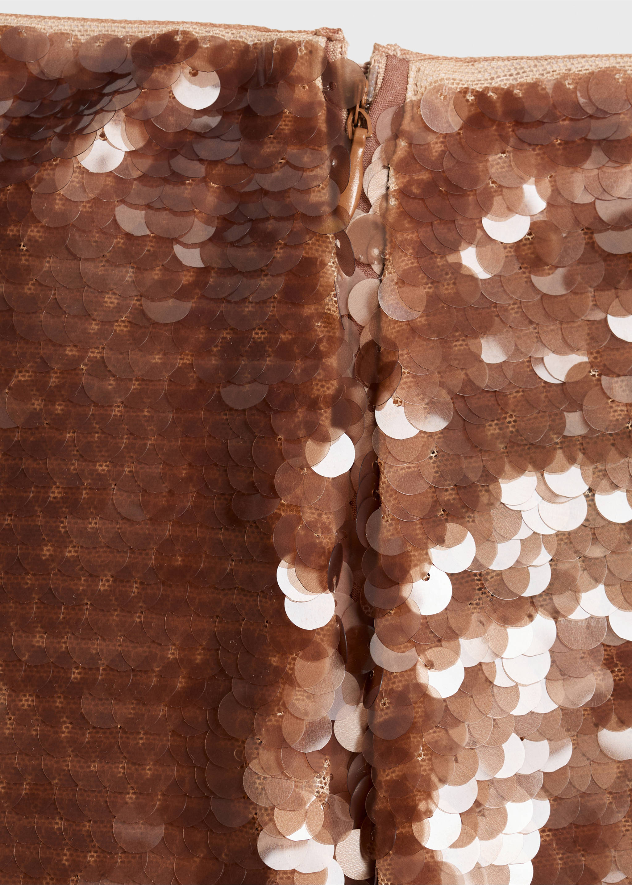 Sequinned midi-skirt - Details of the article 8, Brown. Ref: 17032909-00.