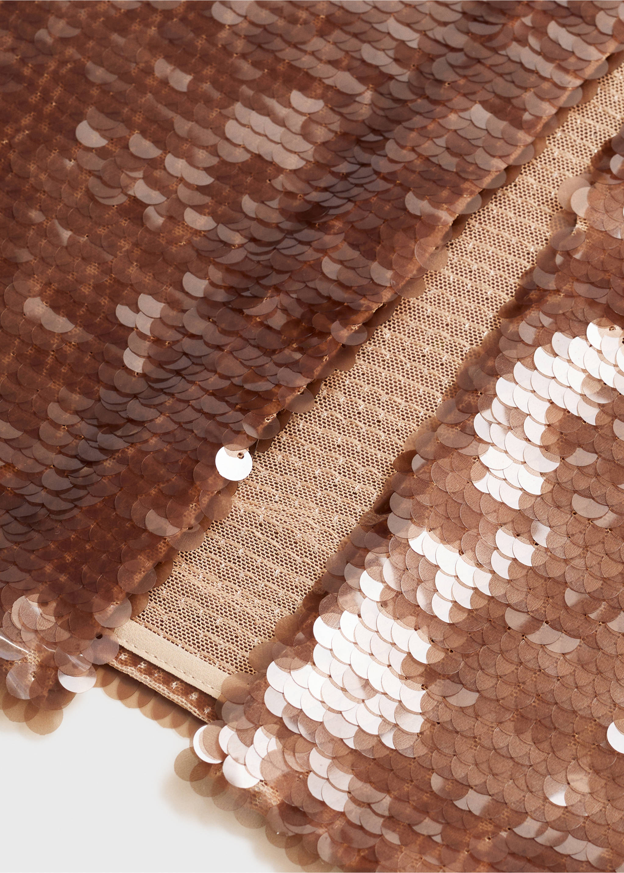 Sequinned midi-skirt - Details of the article 0, Brown. Ref: 17032909-00.