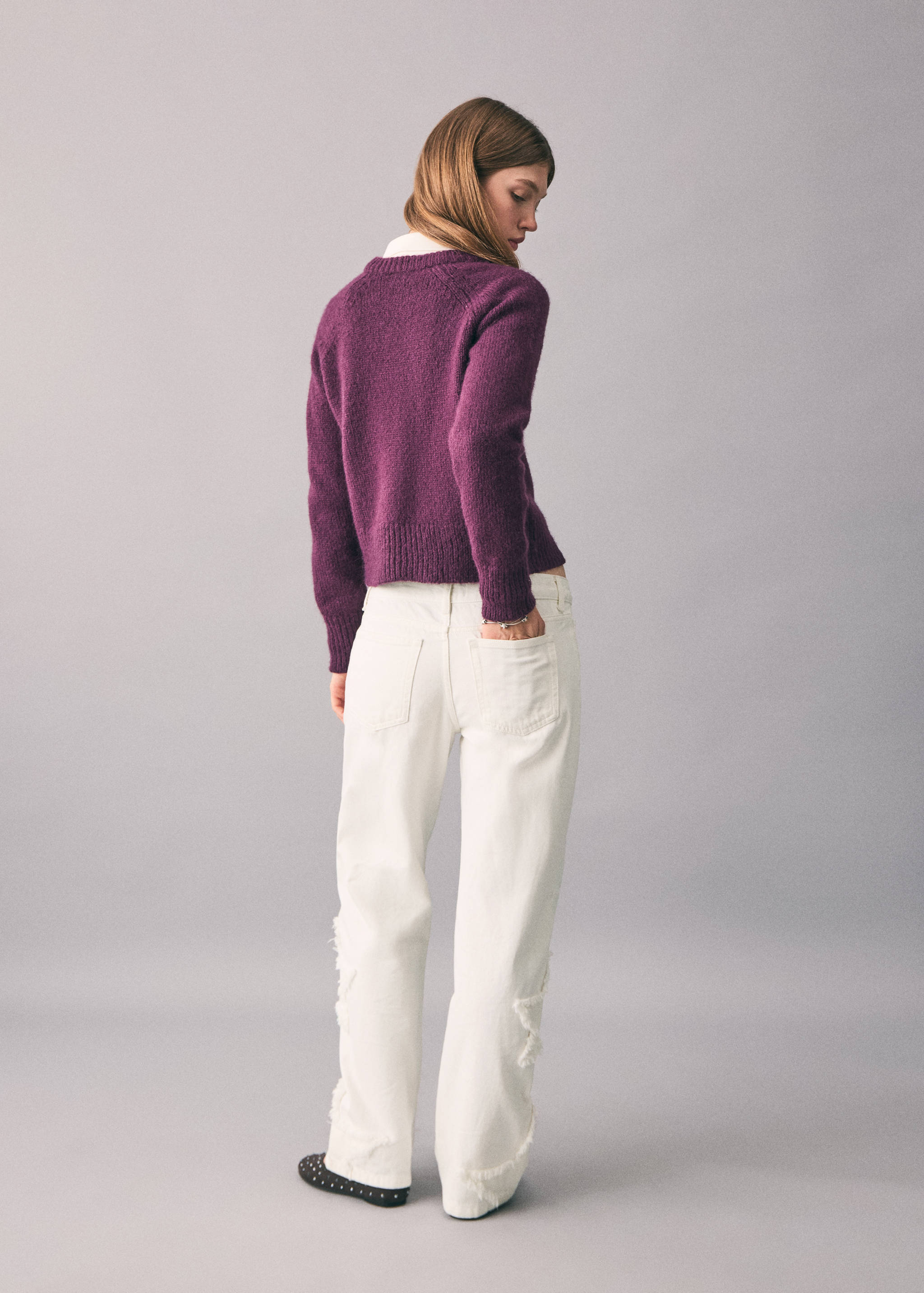 Straight-leg jeans with star embroidery - Reverse of the article