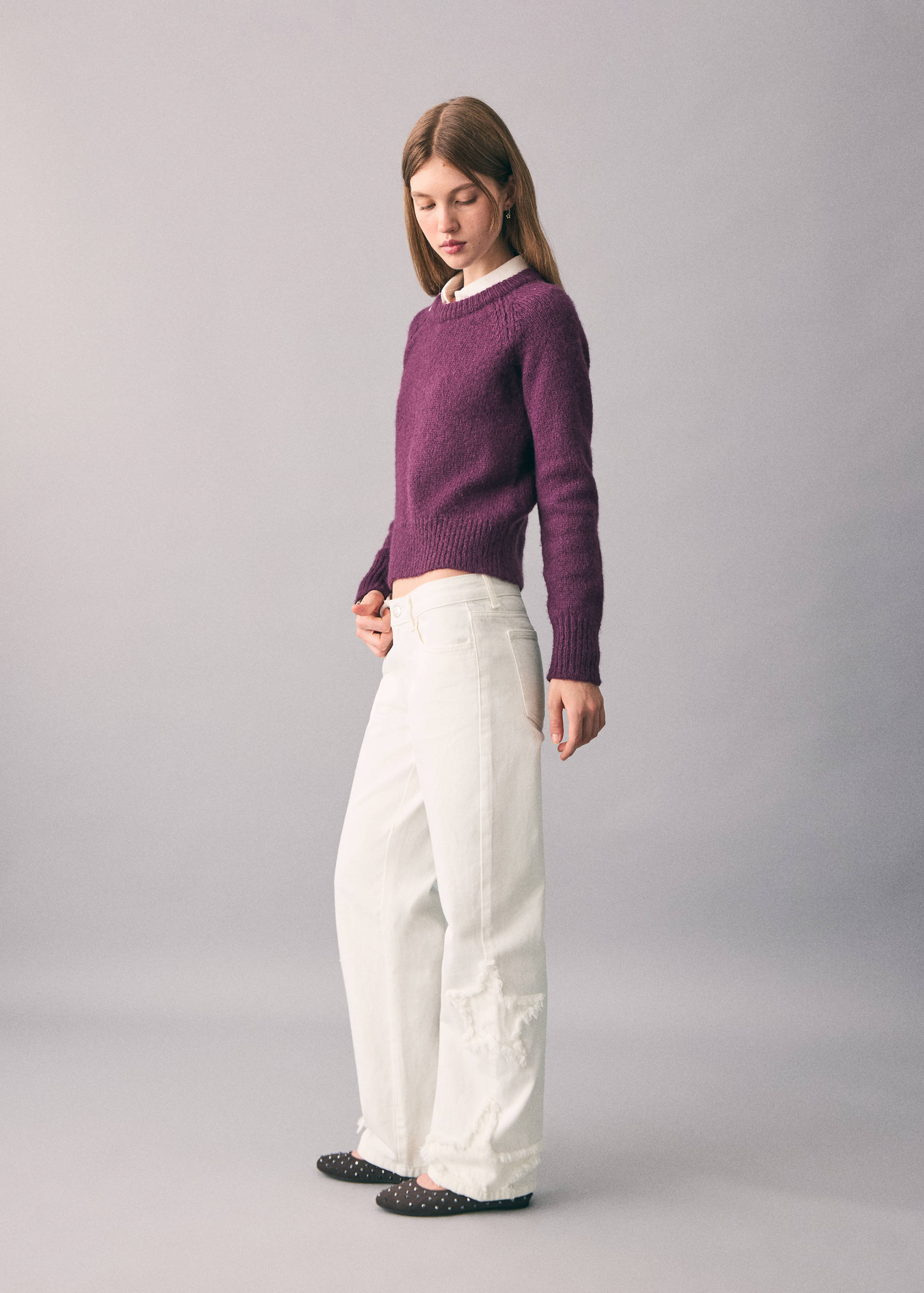 Straight-leg jeans with star embroidery - Details of the article 2