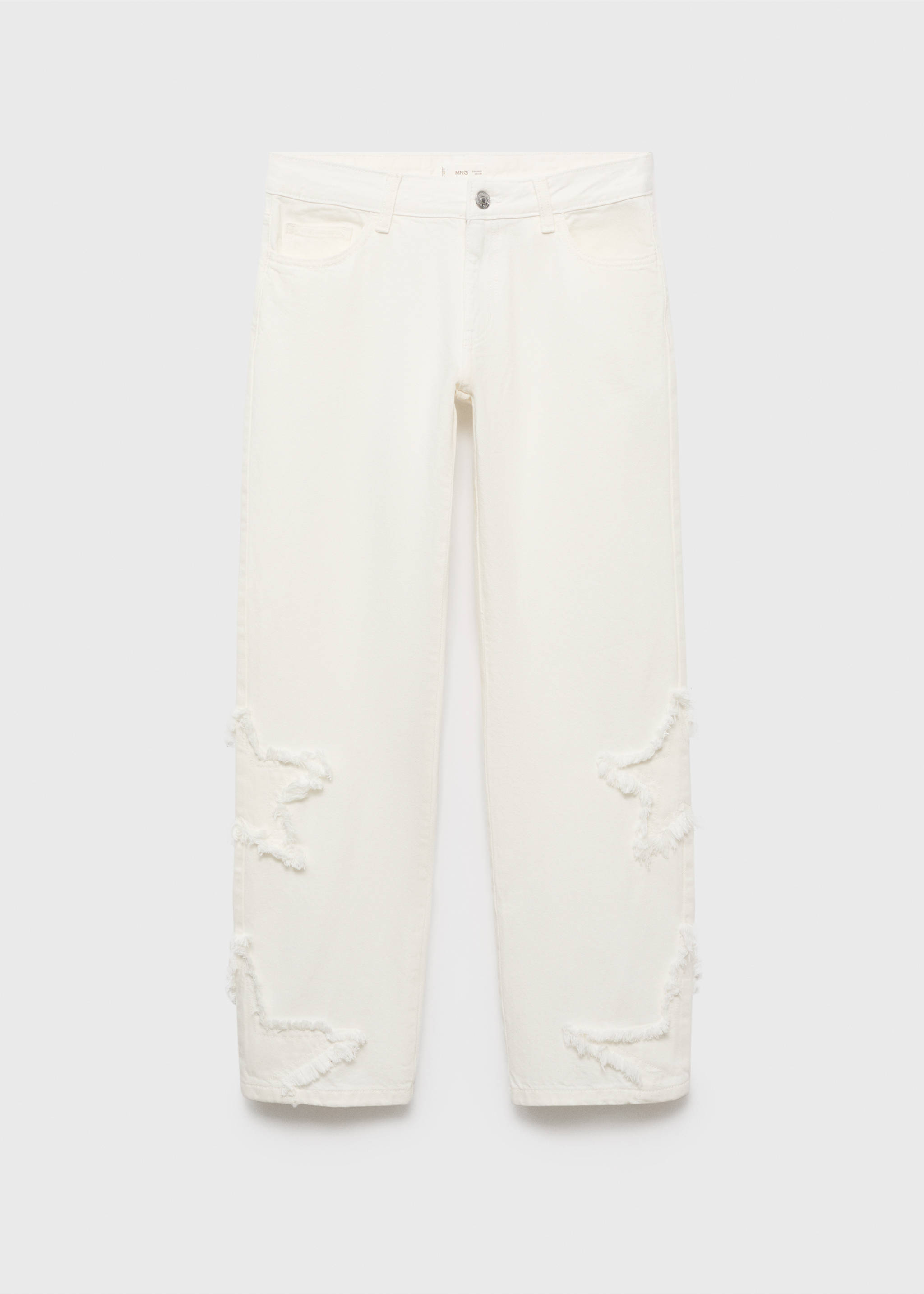 Straight-leg jeans with star embroidery - Article without model, Off White. Ref: 17032913-00.