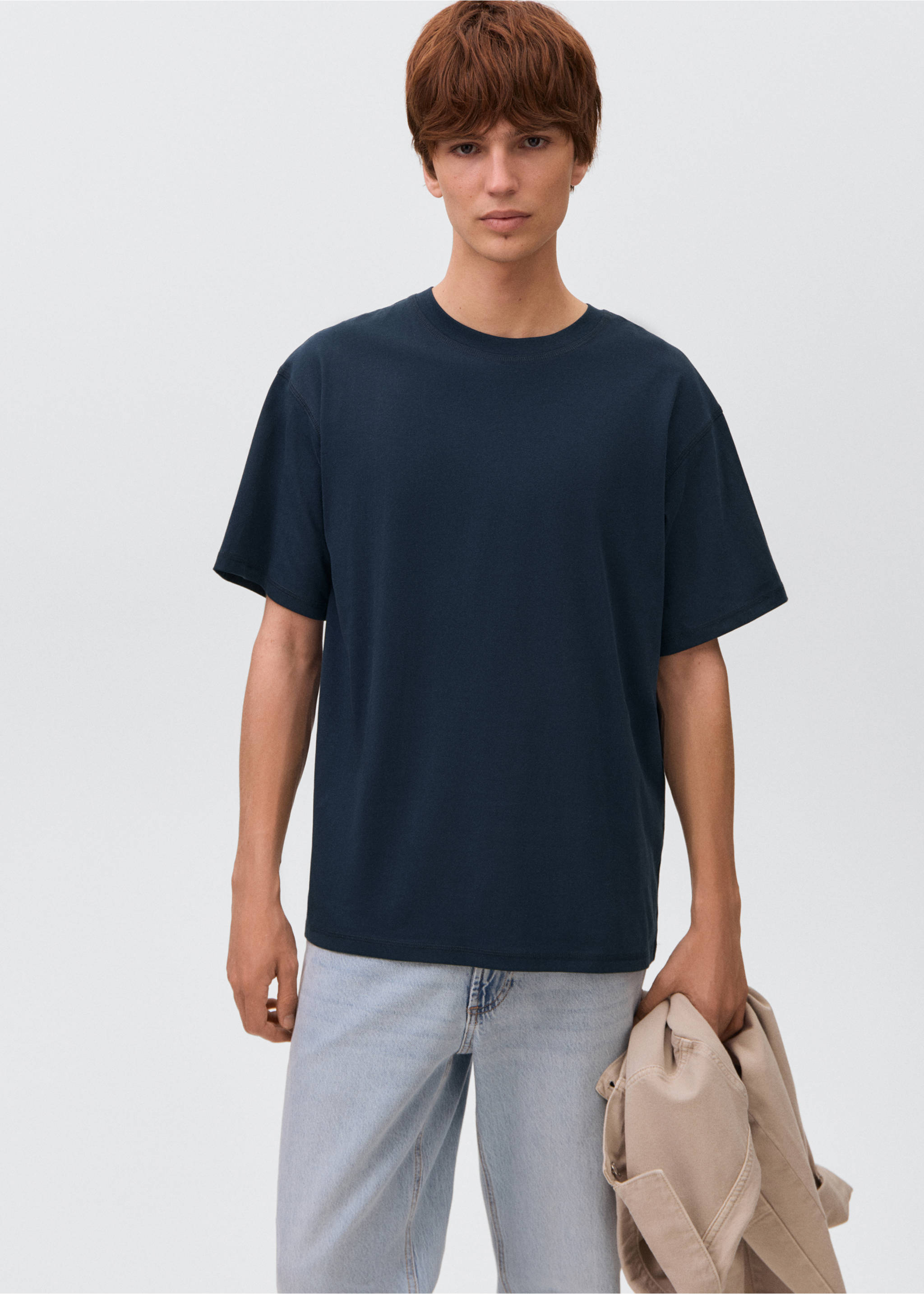 T-shirt algodão bordado - Plano médio, Azul-marinho. Ref: 17032915-00.