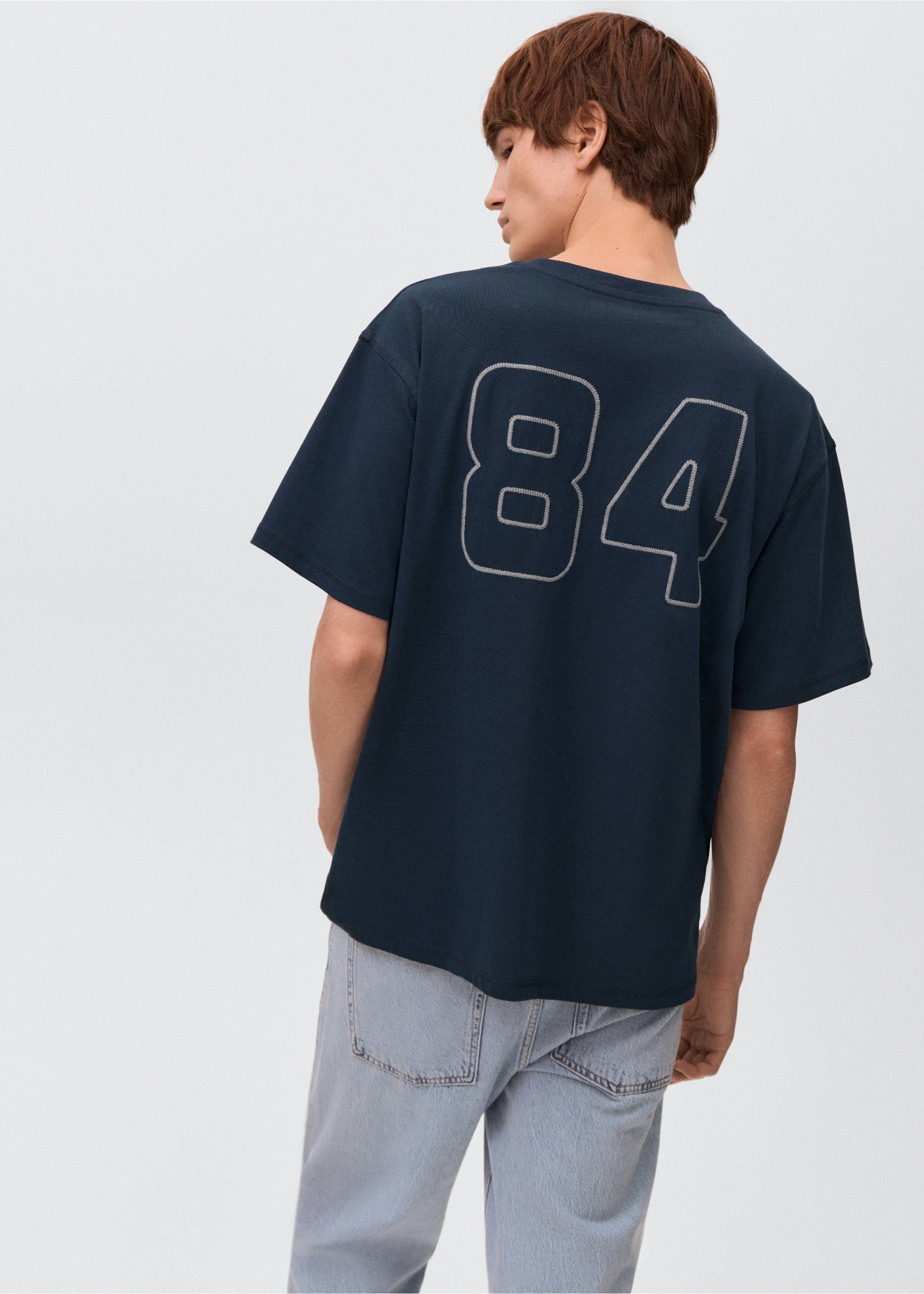 T-shirt algodão bordado - Verso do artigo, Azul-marinho. Ref: 17032915-00.