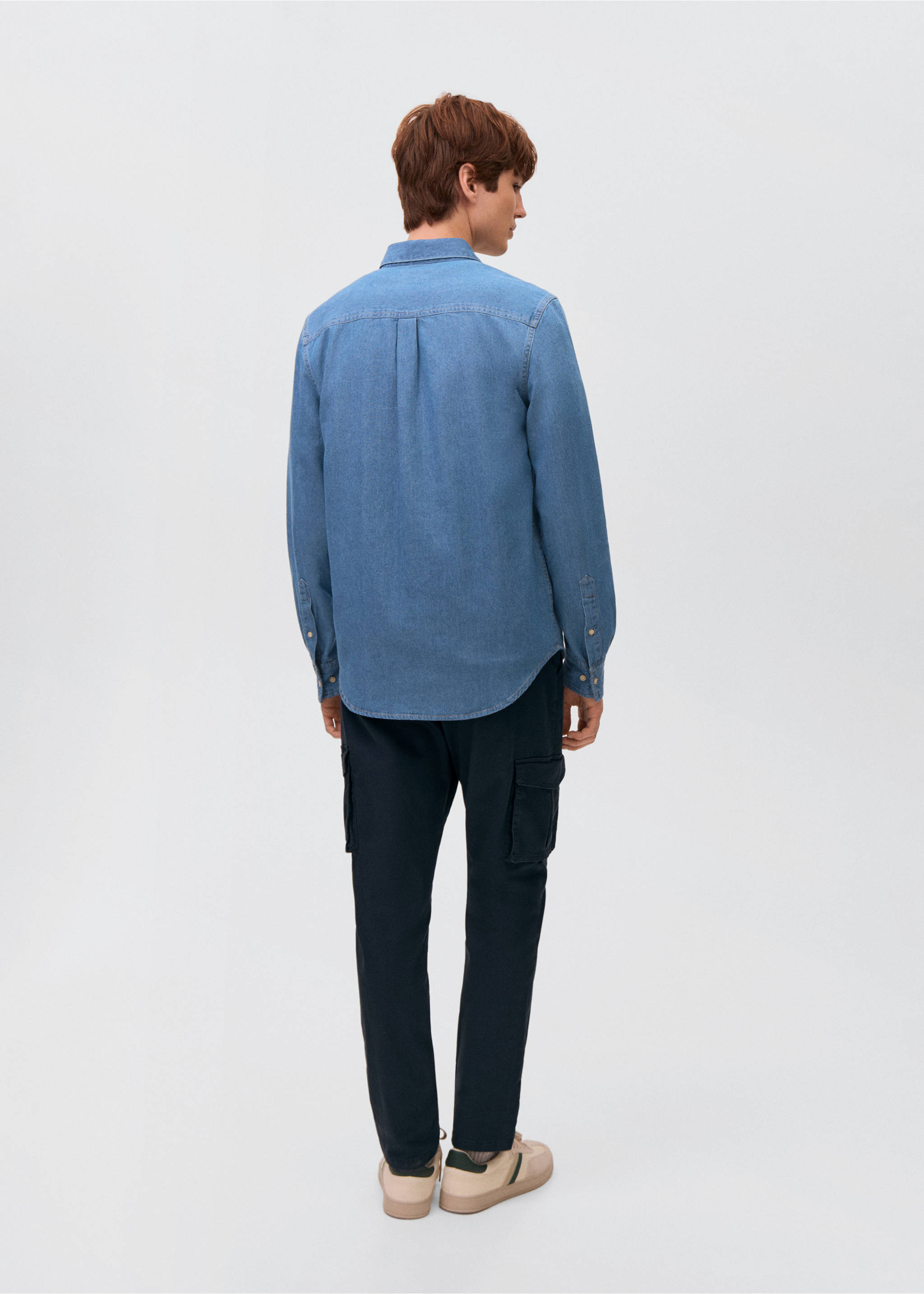 Cotton denim shirt - Reverse of the article, Medium Blue. Ref: 17032917-00.