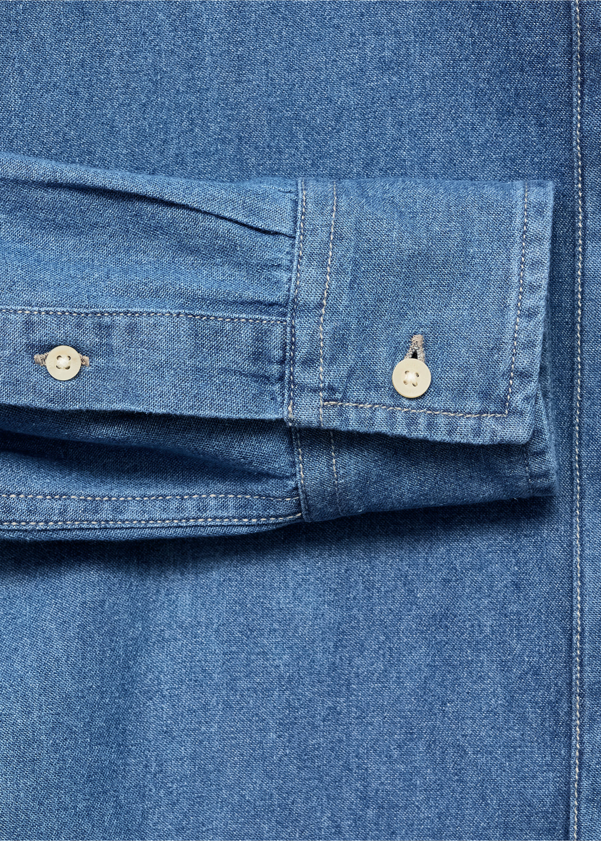 Cotton denim shirt - Details of the article 0, Medium Blue. Ref: 17032917-00.