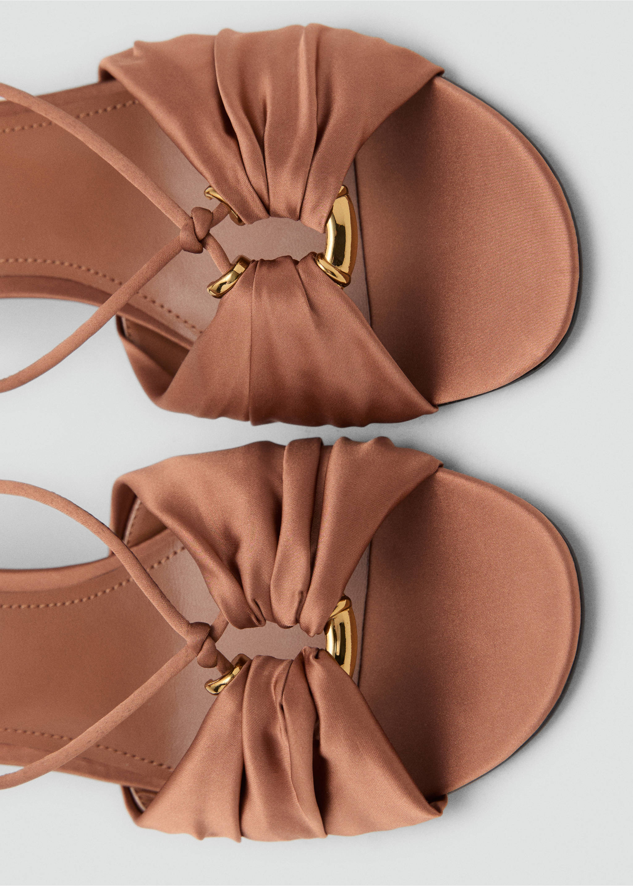 Satin high-heeled sandals with metallic embellishment - Details of the article 2, Burnt Orange. Ref: 17032918-00.