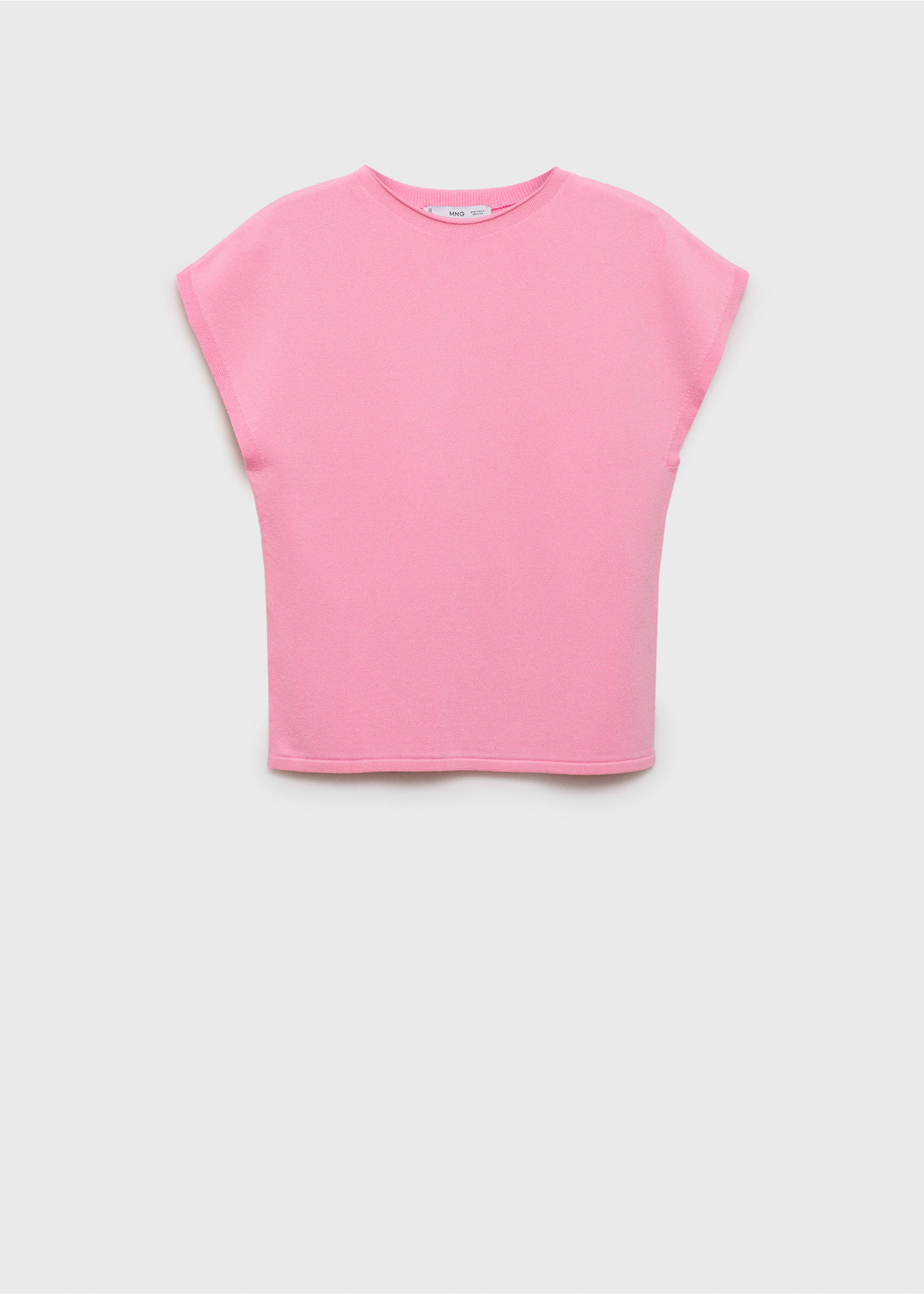 Short-sleeved fine-knit sweater - Article without model, Pastel Pink. Ref: 17032929-00.