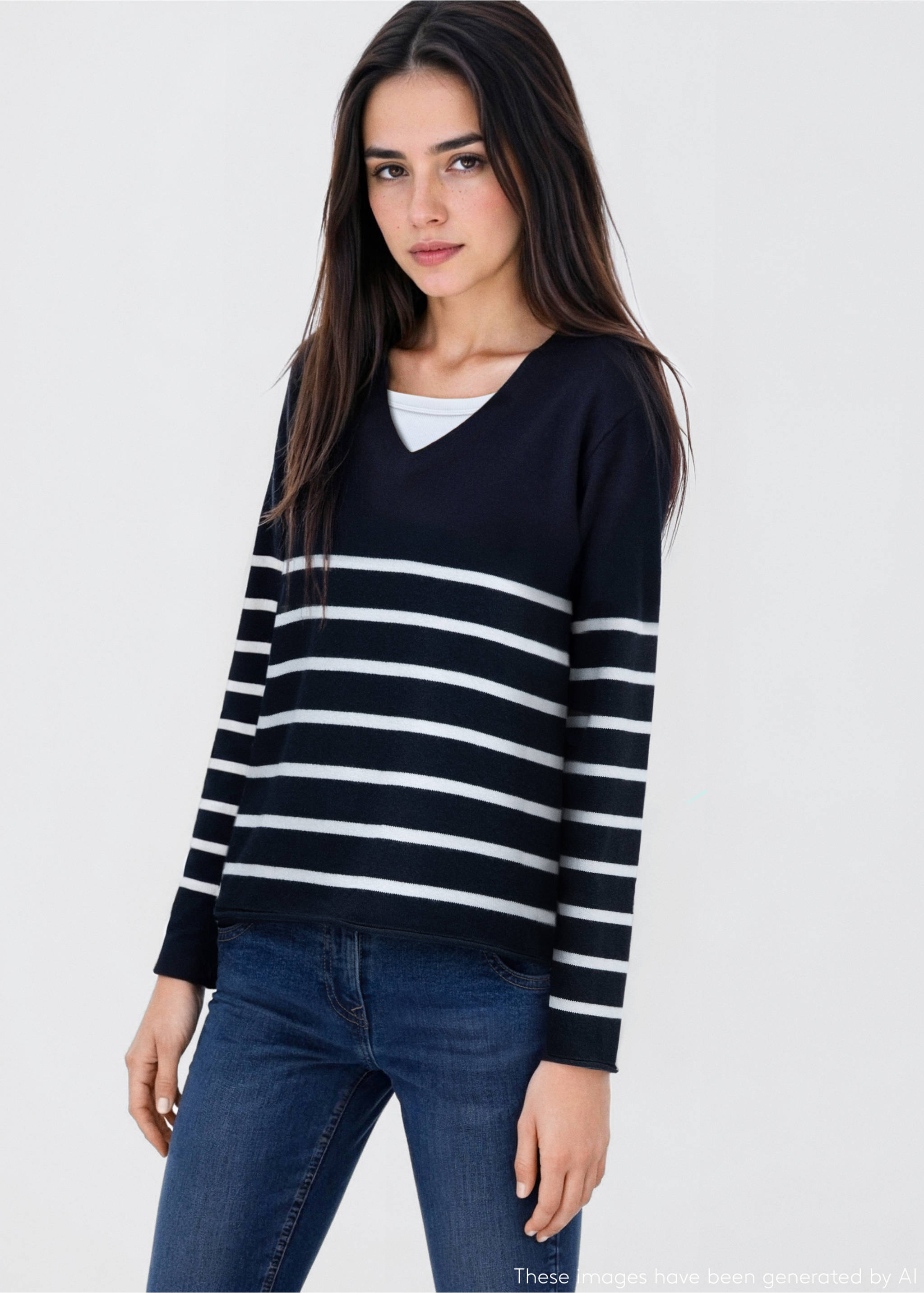 Pull-over en maille à rayures - Détail de l'article 1, Bleu marine. Ref: 17033275-00.