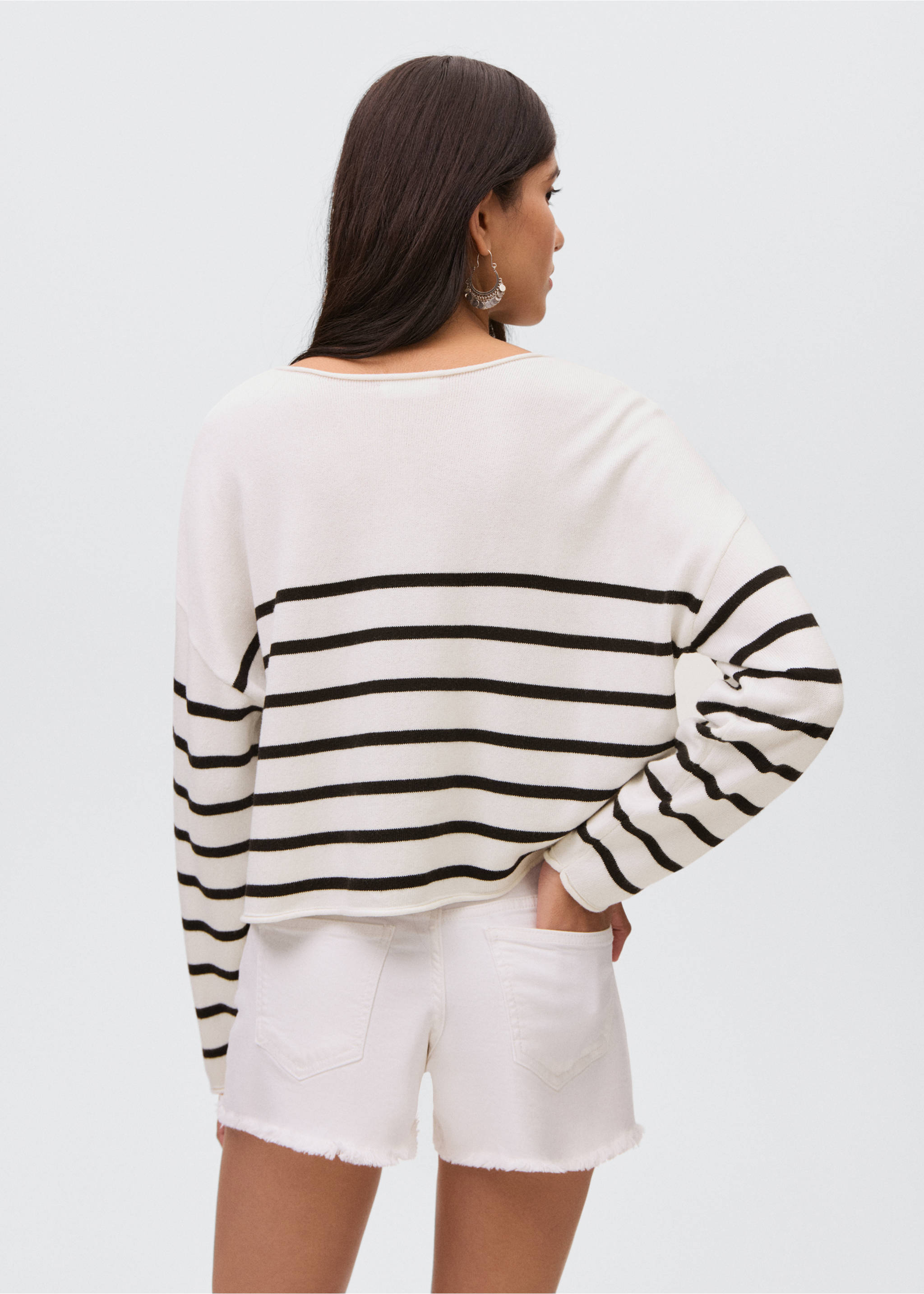 Pull-over en maille à rayures - Verso de l’article, Bleu marine. Ref: 17033276-00.