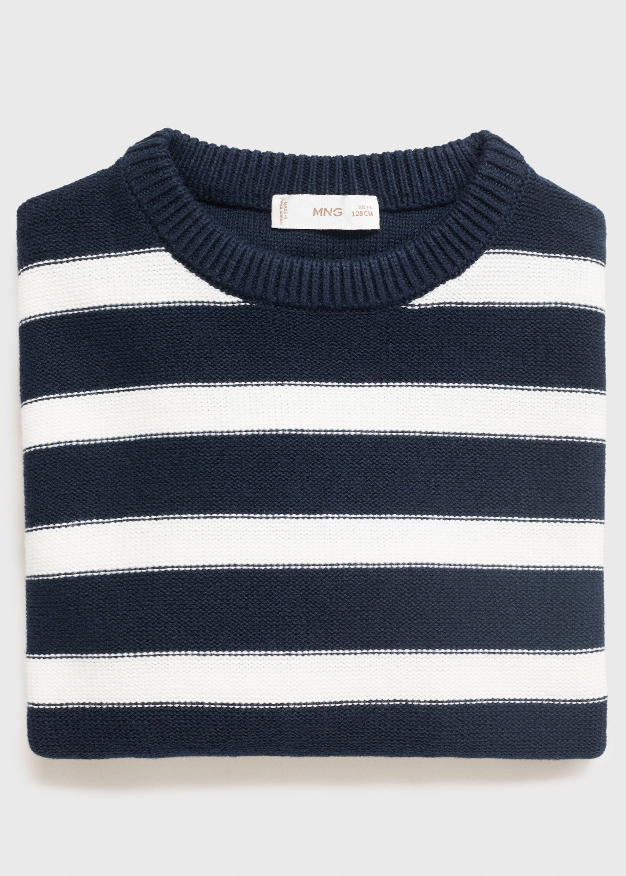 Knit striped sweater - Details of the article 0, Navy. Ref: 17033279-00.