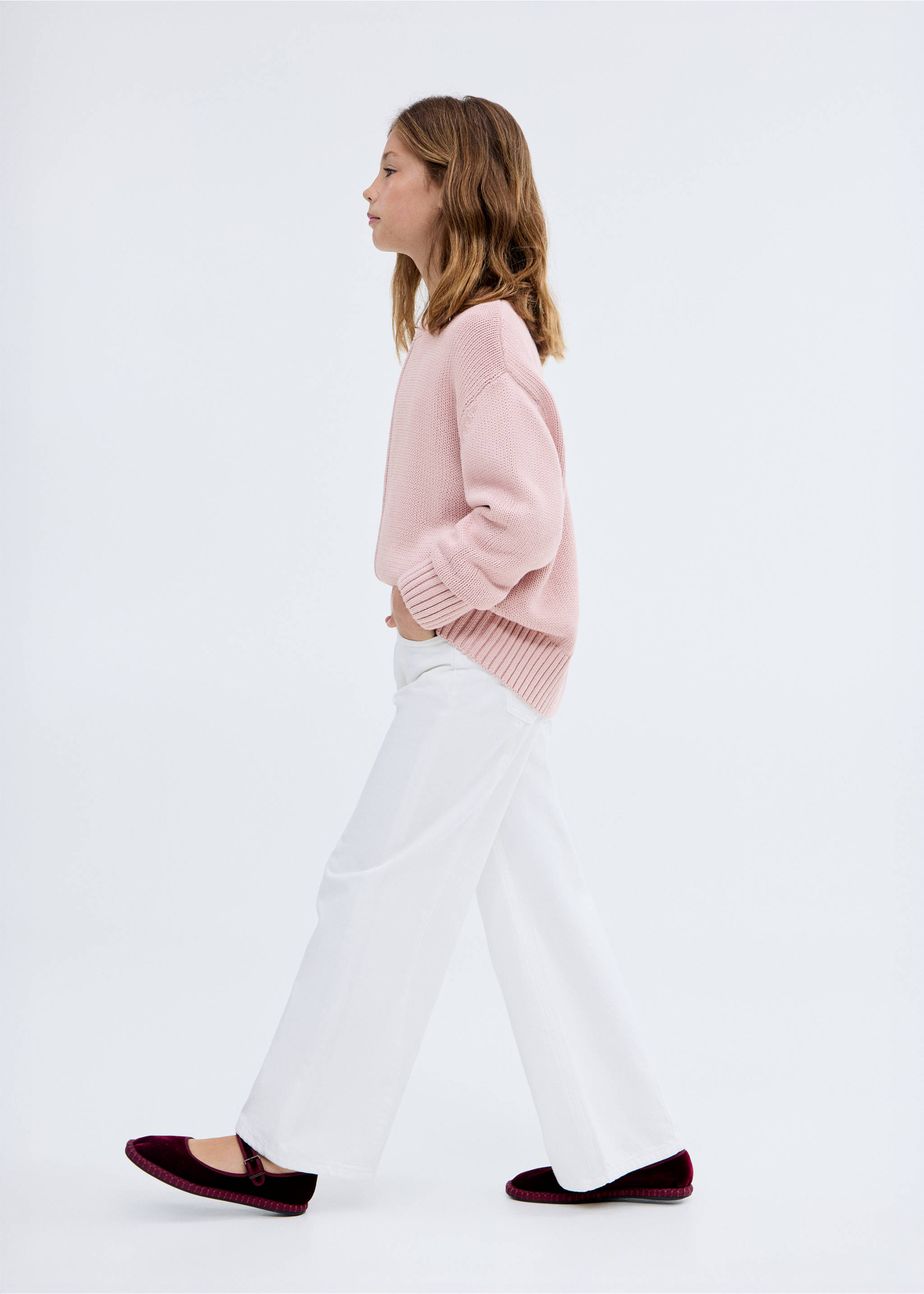 Long-sleeve knitted sweater - General plane, Pastel Pink. Ref: 17033280-00.