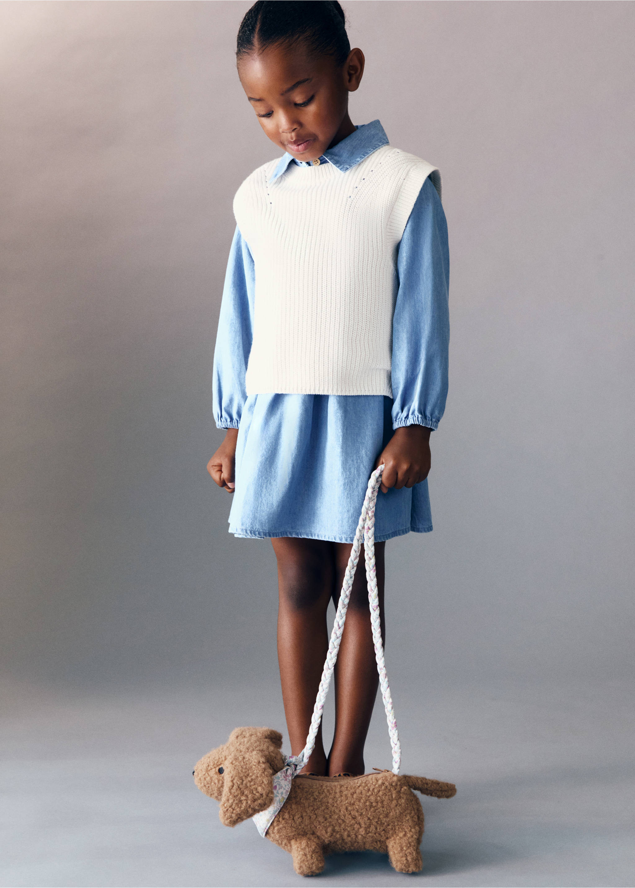 Knitted cotton gilet - General plane, Off White. Ref: 17033281-00.