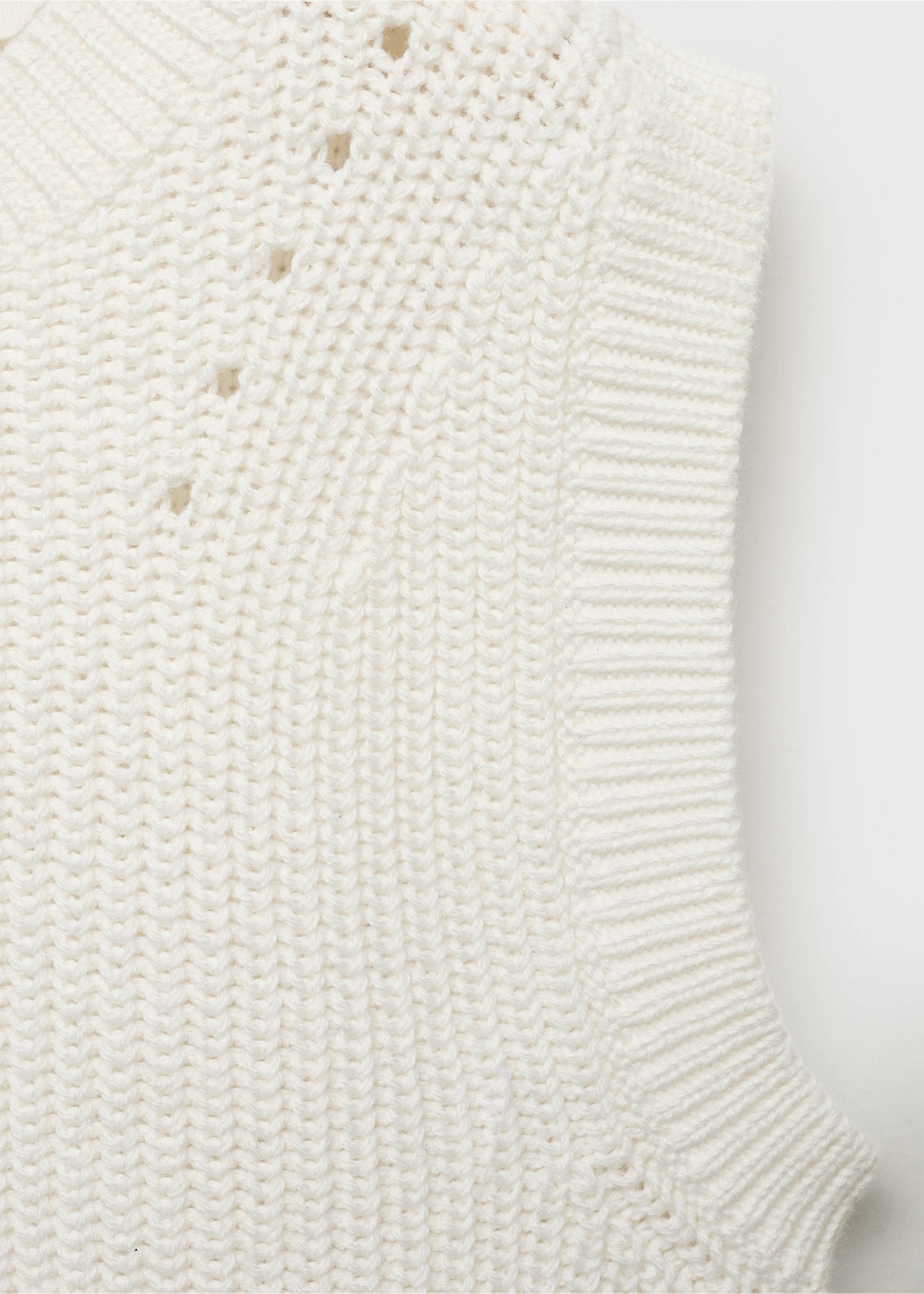 Knitted cotton gilet - Details of the article 8, Off White. Ref: 17033281-00.