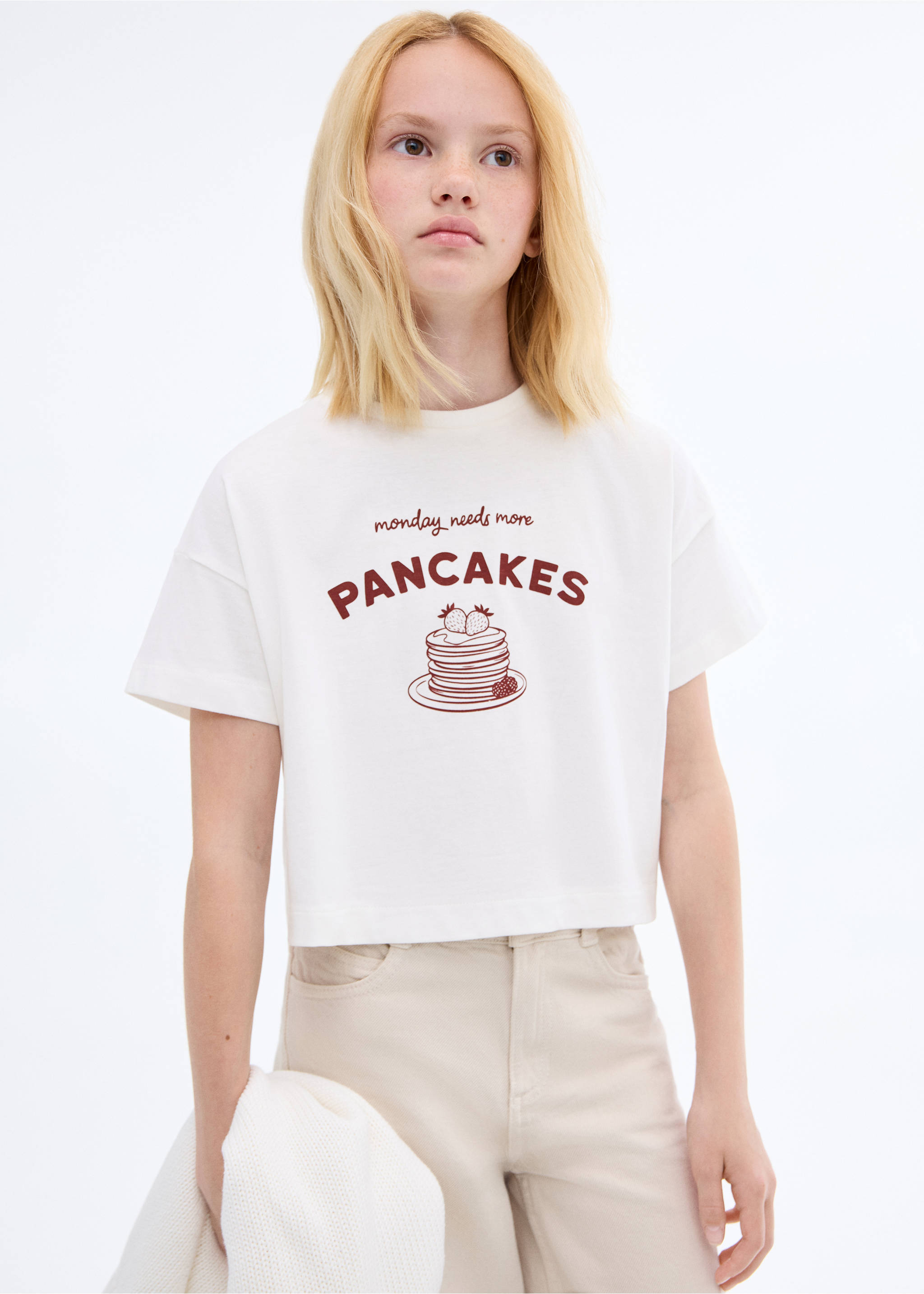 T-shirt estampada de manda curta - Plano médio, Branco-pérola. Ref: 17033283-00.