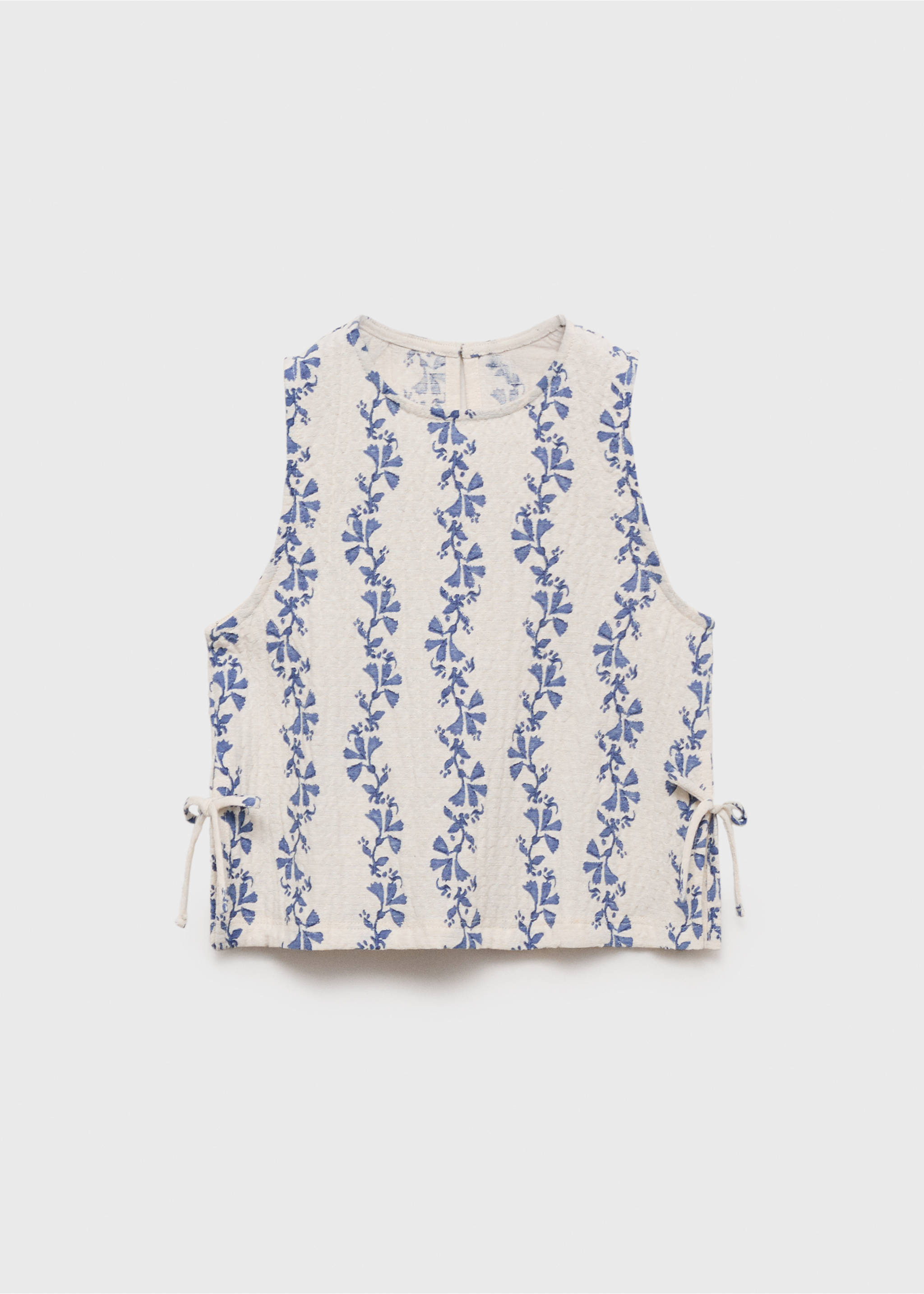Gemusterte Bluse mit Schleifendetails - Artikel ohne Model, Ecru. Ref: 17033291-00.