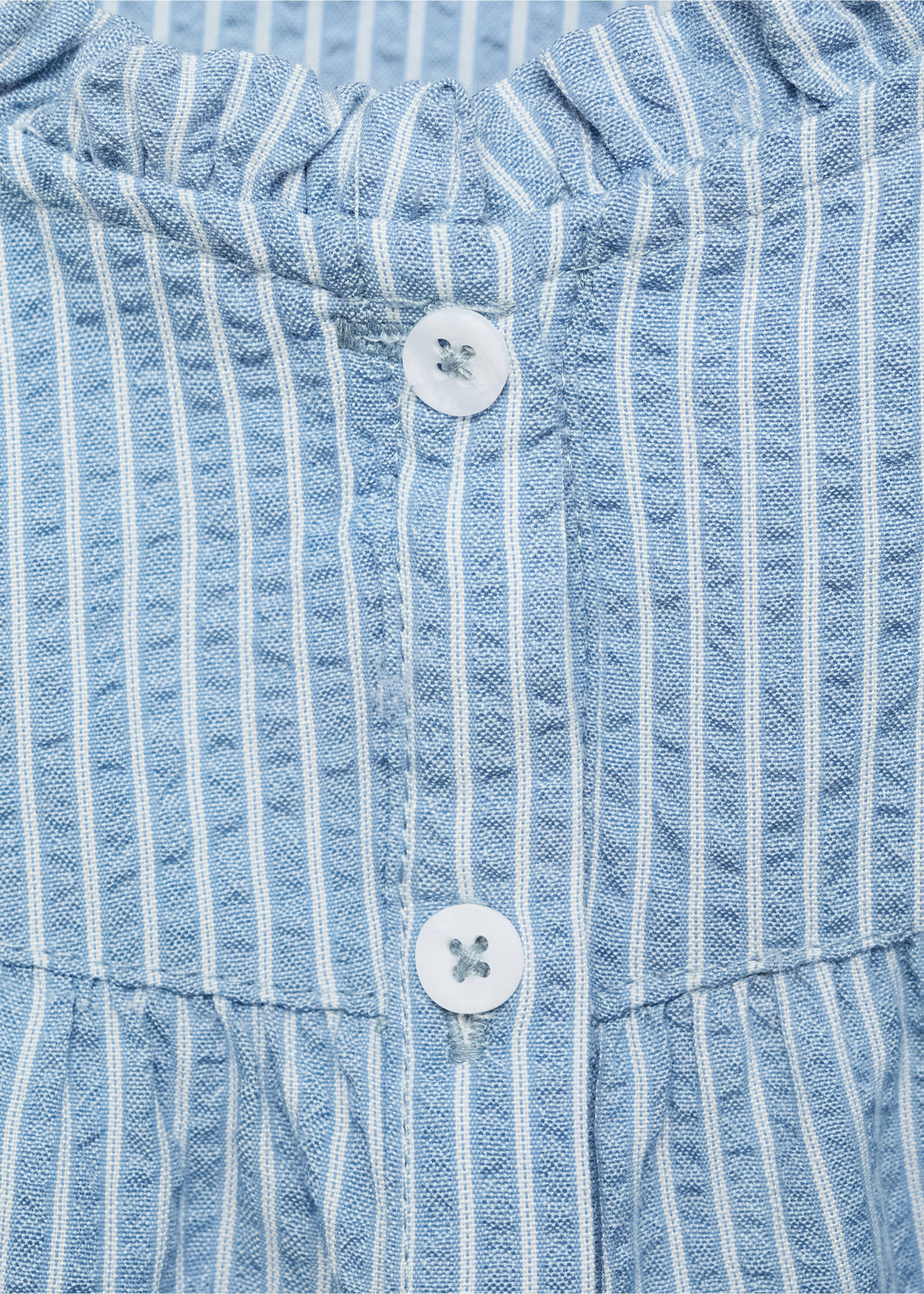 Striped cotton blouse - Details of the article 8, Sky Blue. Ref: 17033292-00.