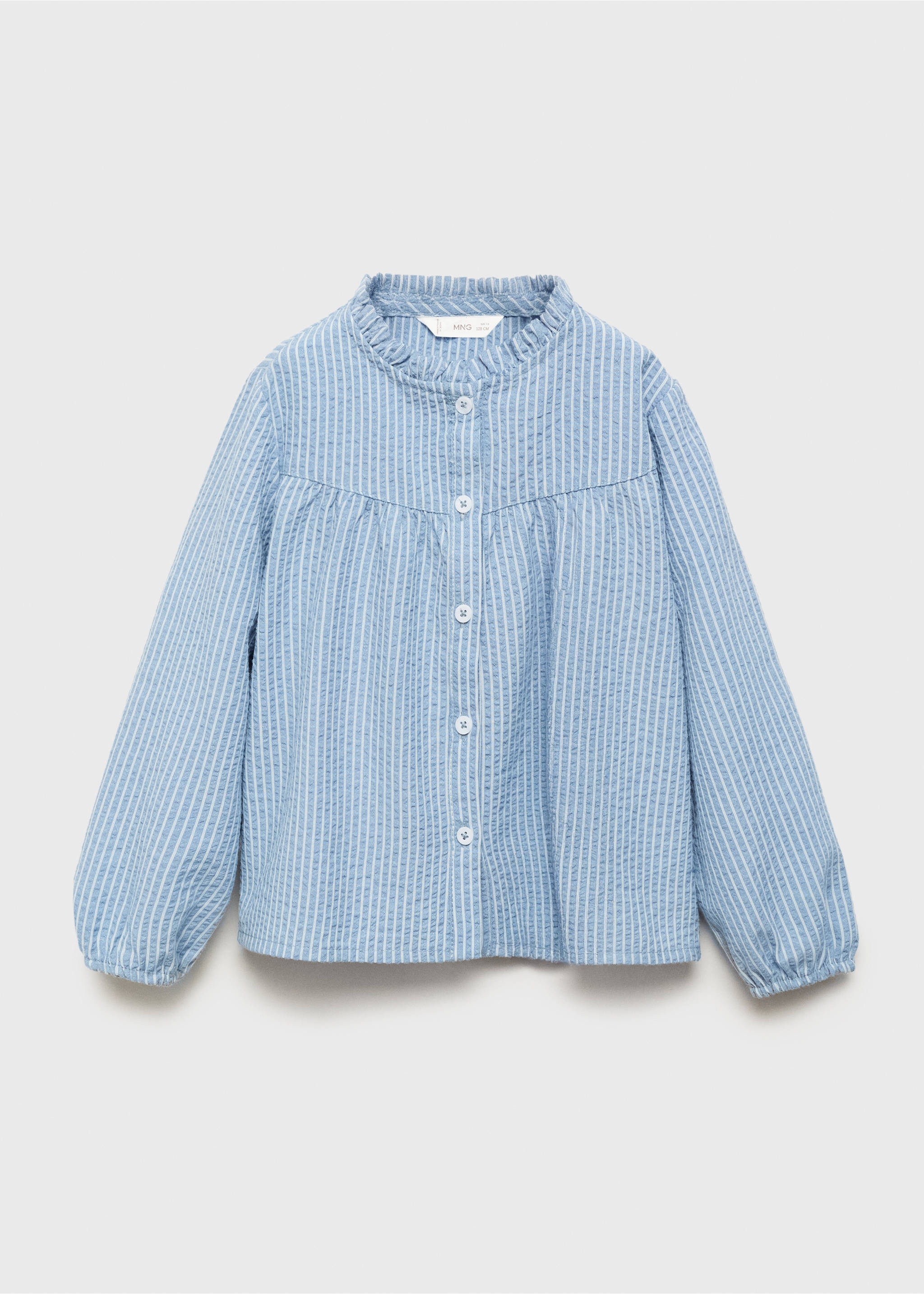 Striped cotton blouse - Article without model, Sky Blue. Ref: 17033292-00.