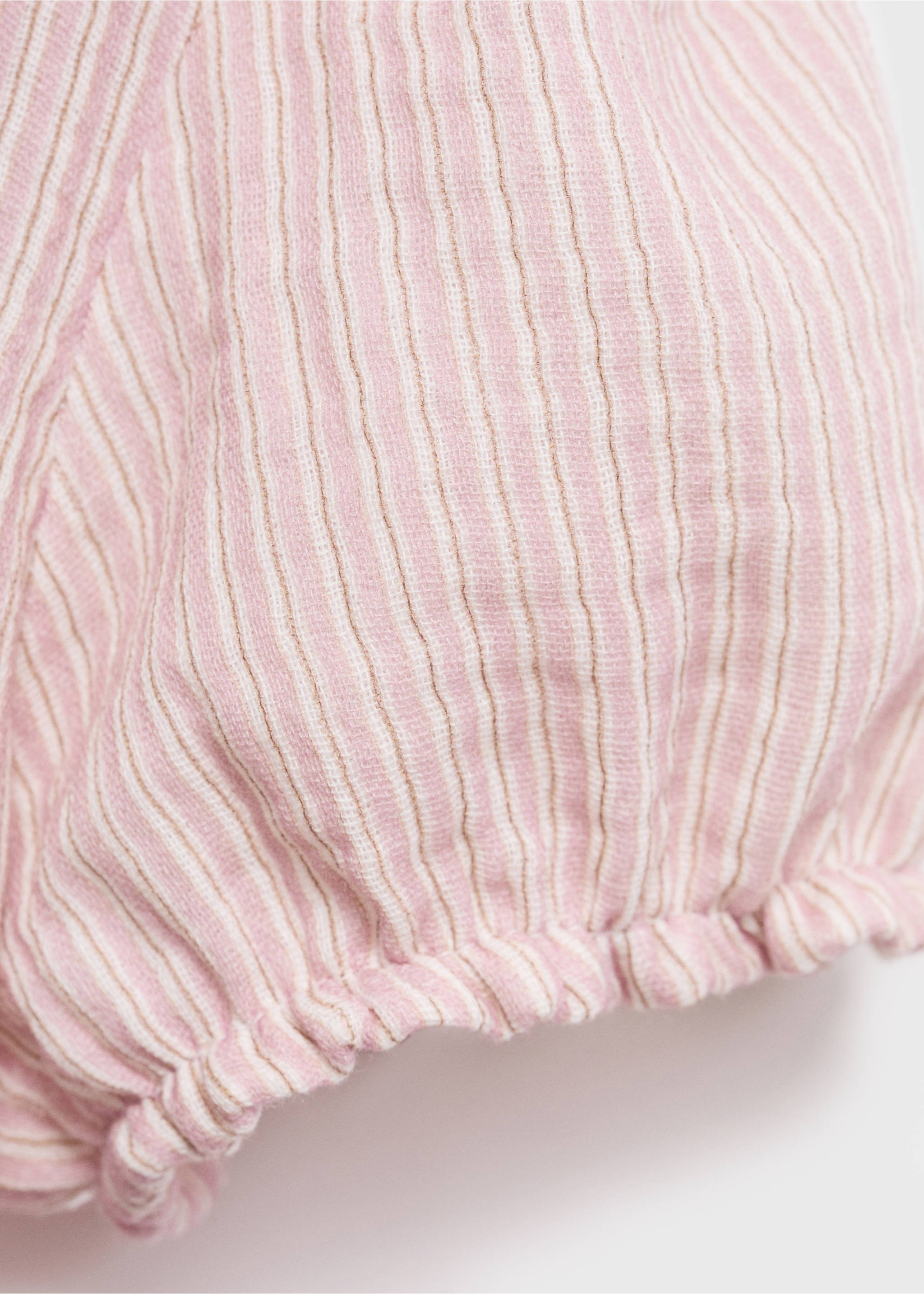 Blusa às riscas com gola baby-doll - Pormenor do artigo 8, Rosa. Ref: 17033293-00.