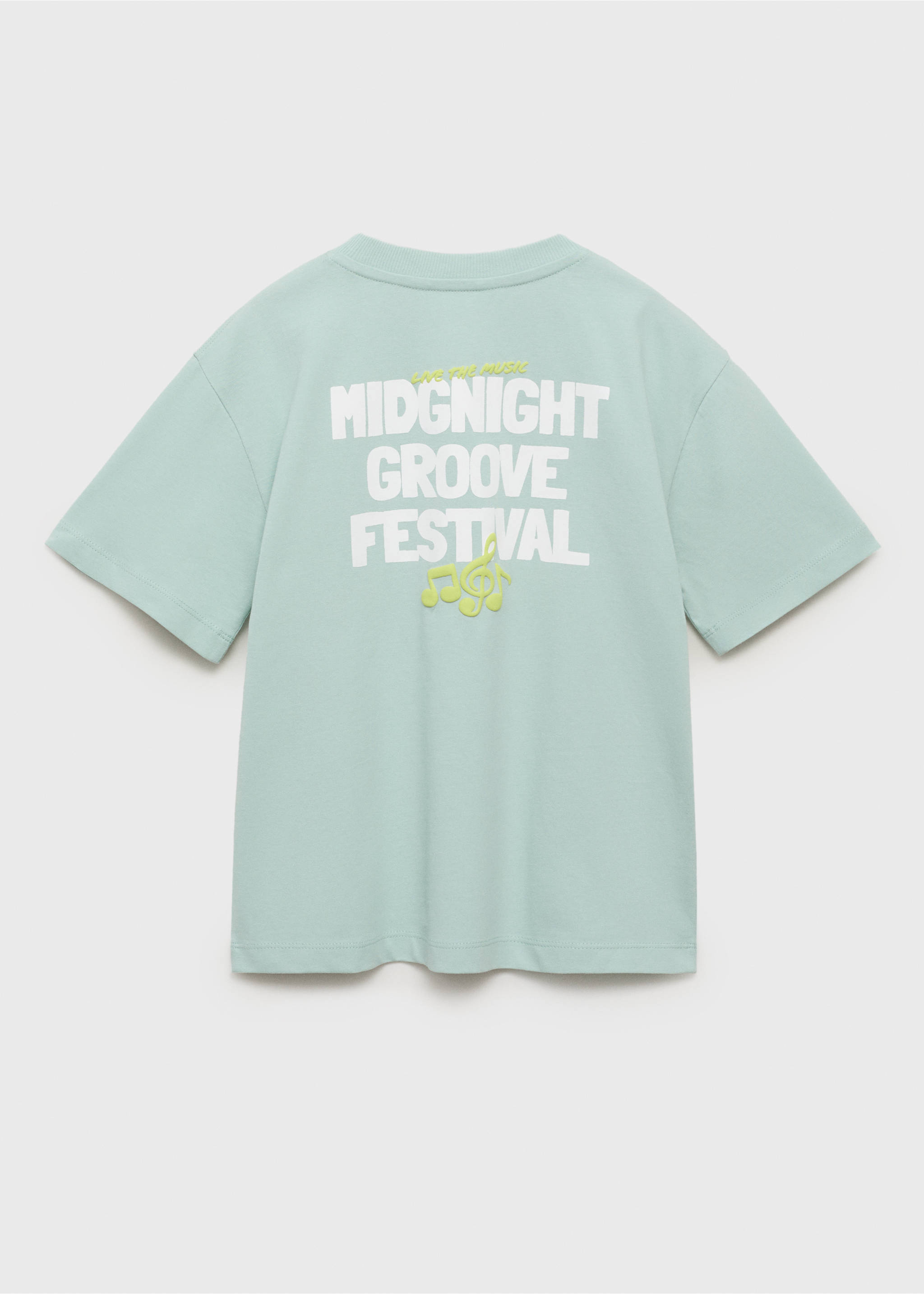 T-shirt imprimé lettres en relief - Verso de l’article, Vert d´eau. Ref: 17033298-00.