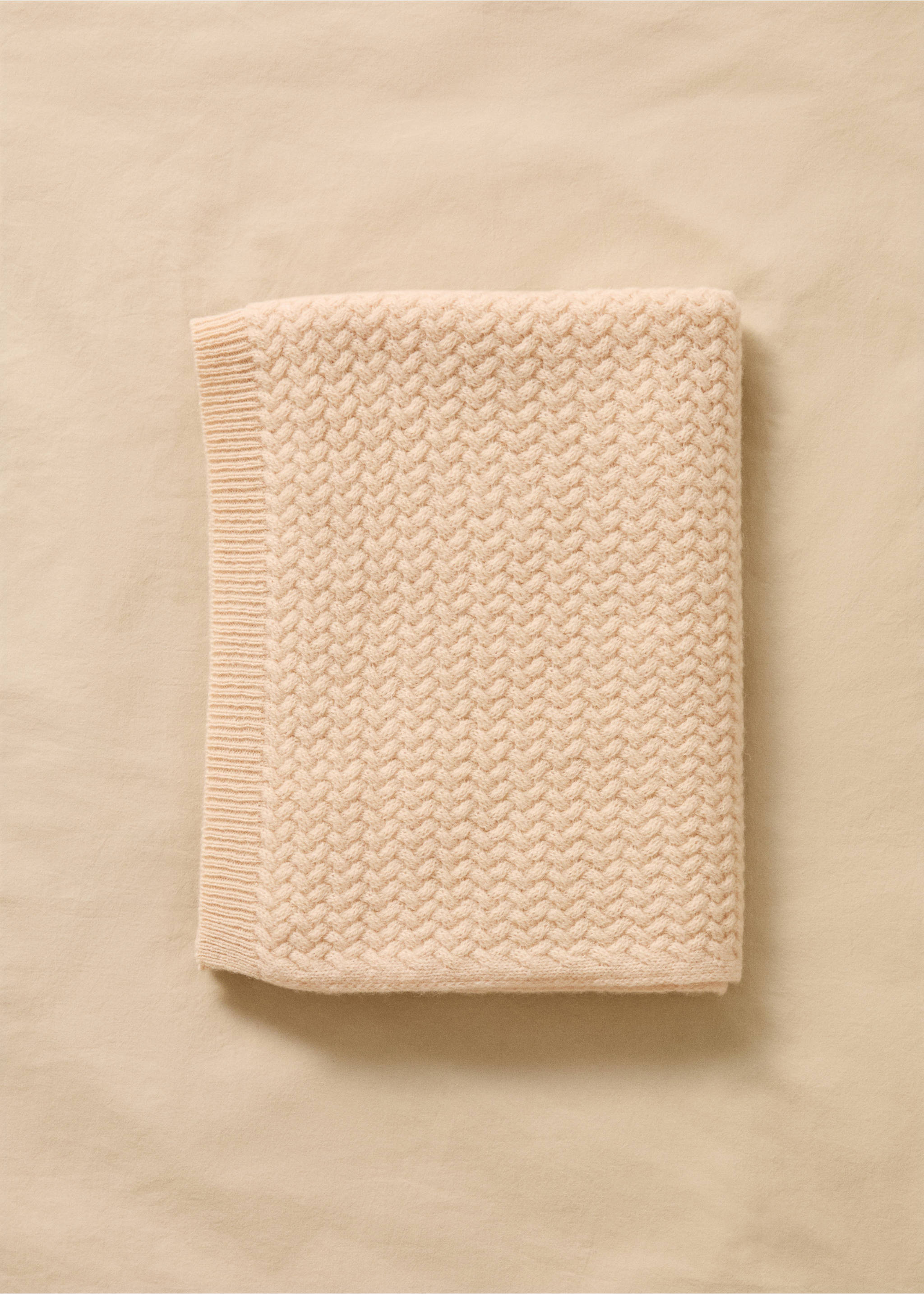 Children's cashmere wool knitted blanket - General plane, Ecru. Ref: 17033321-00.
