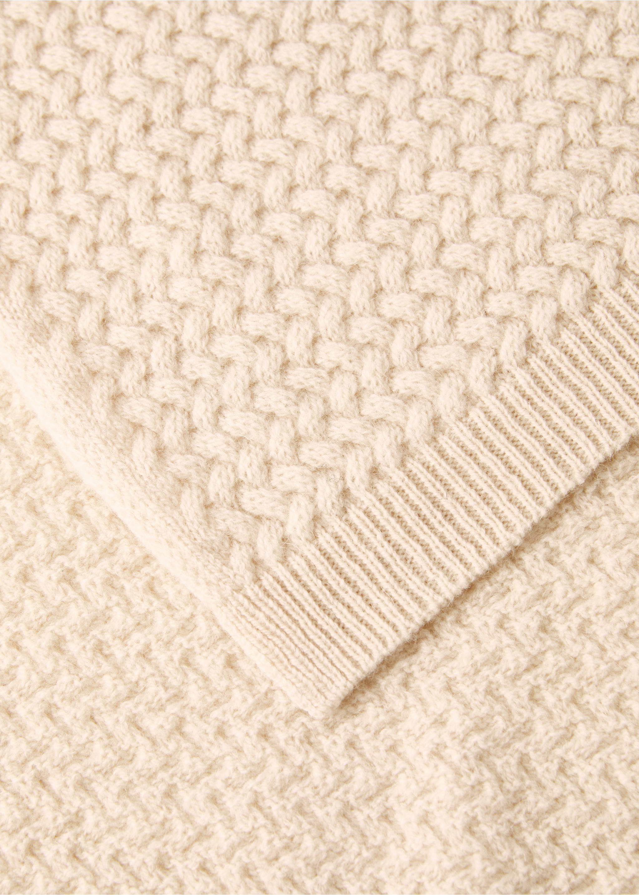 Children's cashmere wool knitted blanket - Details of the article 1, Ecru. Ref: 17033321-00.